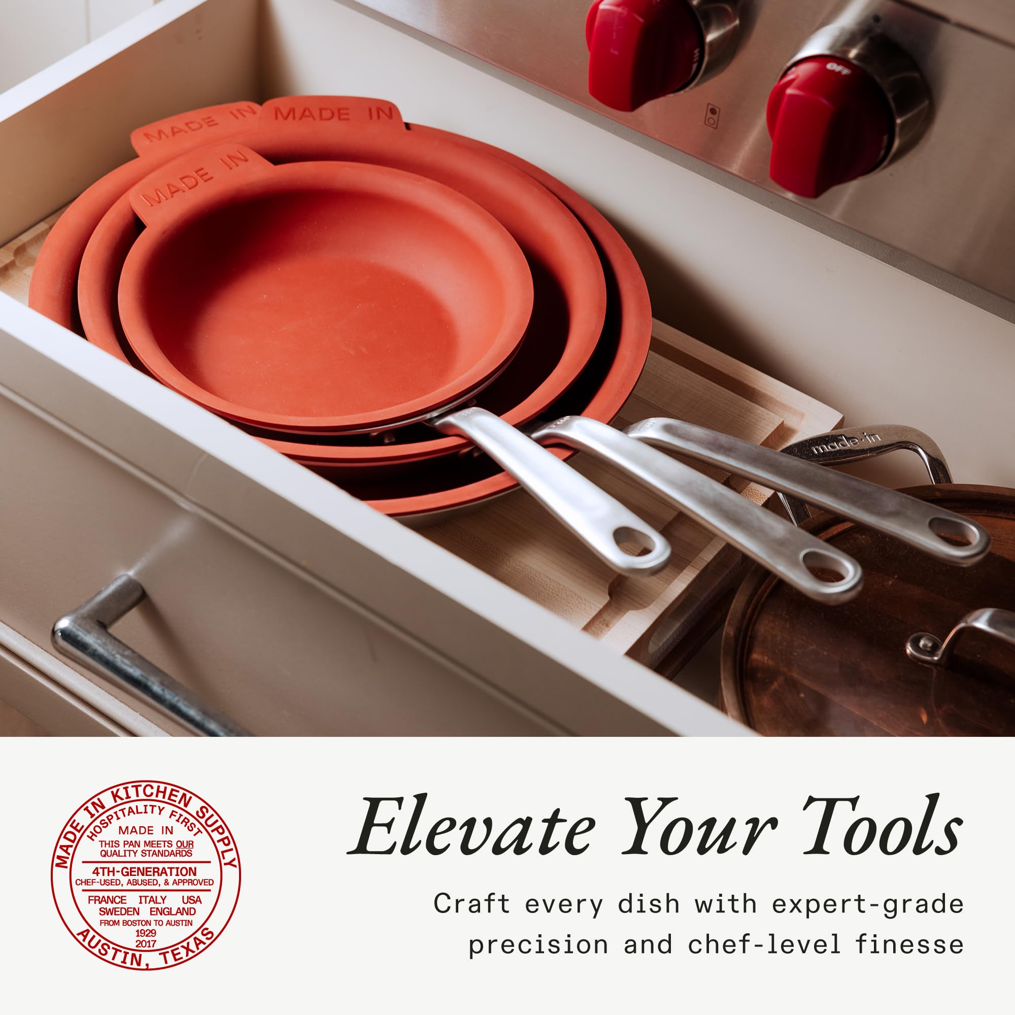 made-in-procoat-3-piece-non-stick-fry-pan-set-8-10-12-with-3-piece-silicone-pan- image 7