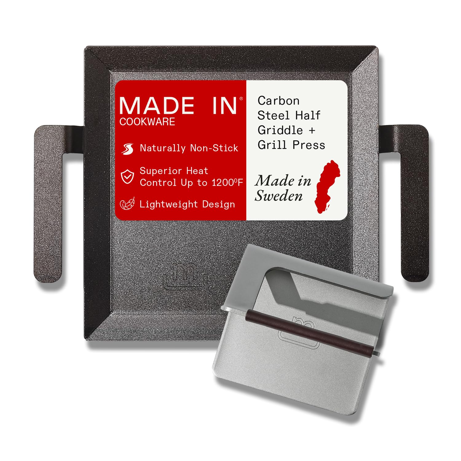 made-in-carbon-steel-half-griddle-grill-press-10-5-swedish-crafted-induction-coo image 1