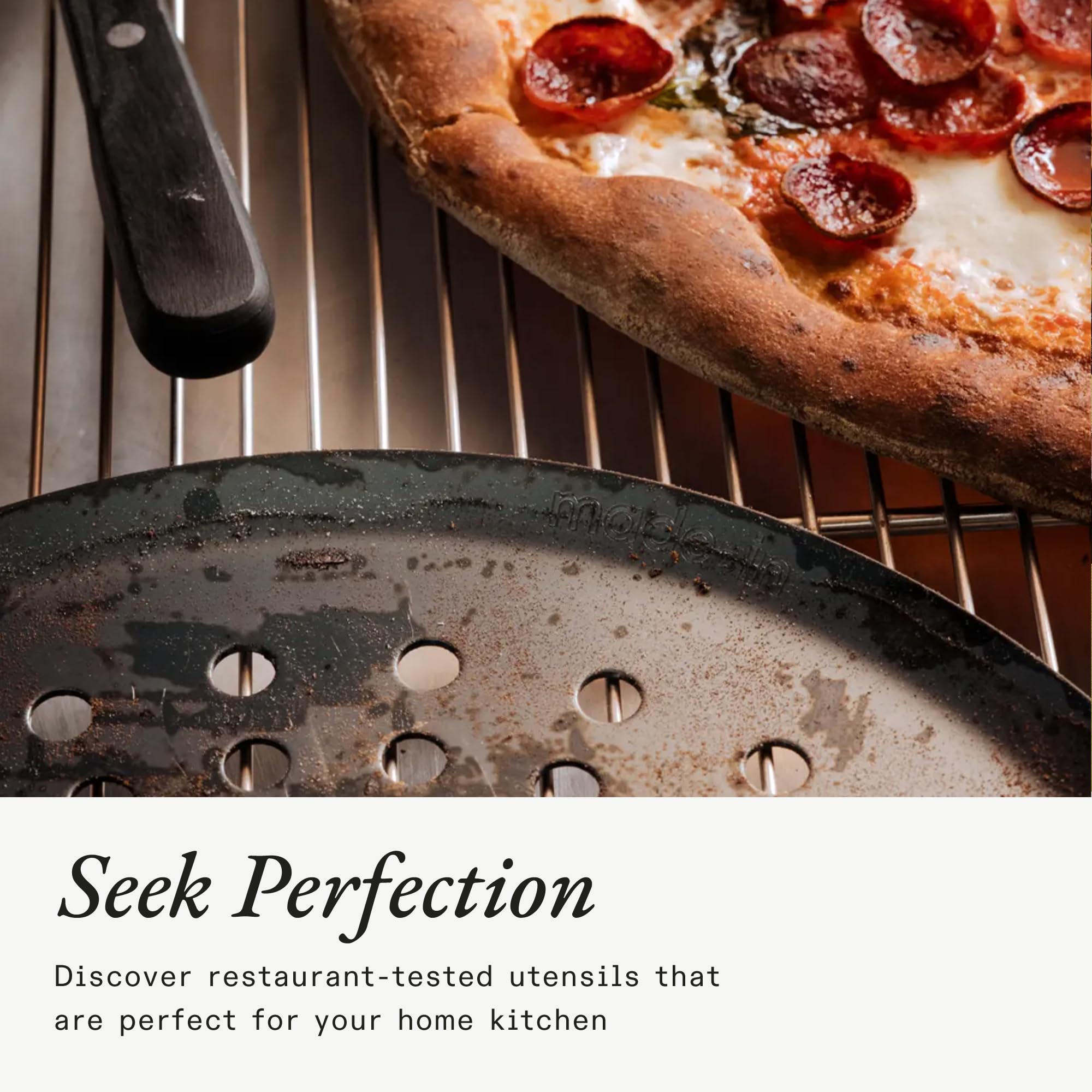 made-in-seasoned-12-carbon-pizza-steel-pre-seasoned-perforated-baking-steel-craf image 6