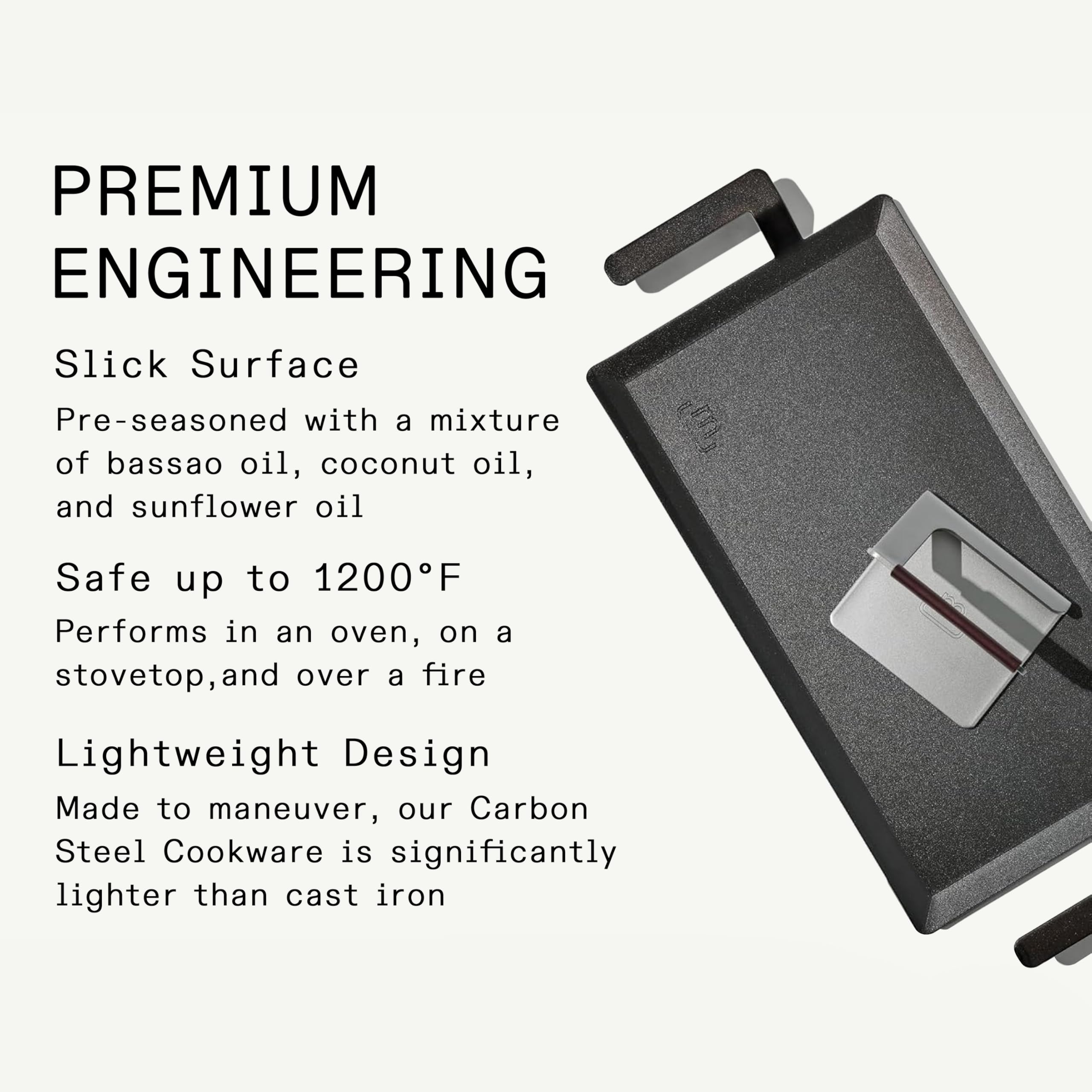 made-in-carbon-steel-griddle-grill-press-19-6-x-10-5-griddle-with-5-5-press-craf image 2