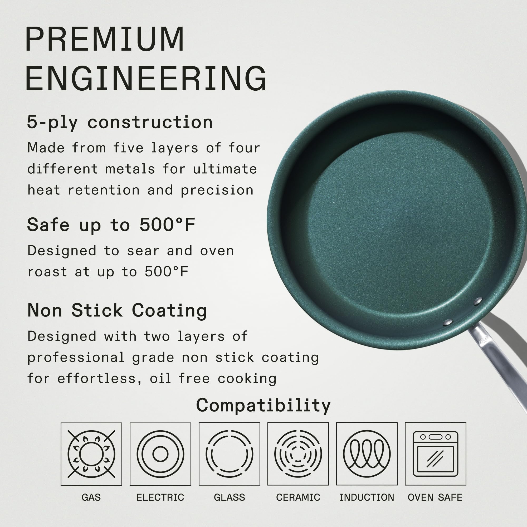made-in-procoat-12-non-stick-frying-pan-hudson-green-5-ply-stainless-clad-nonsti image 3