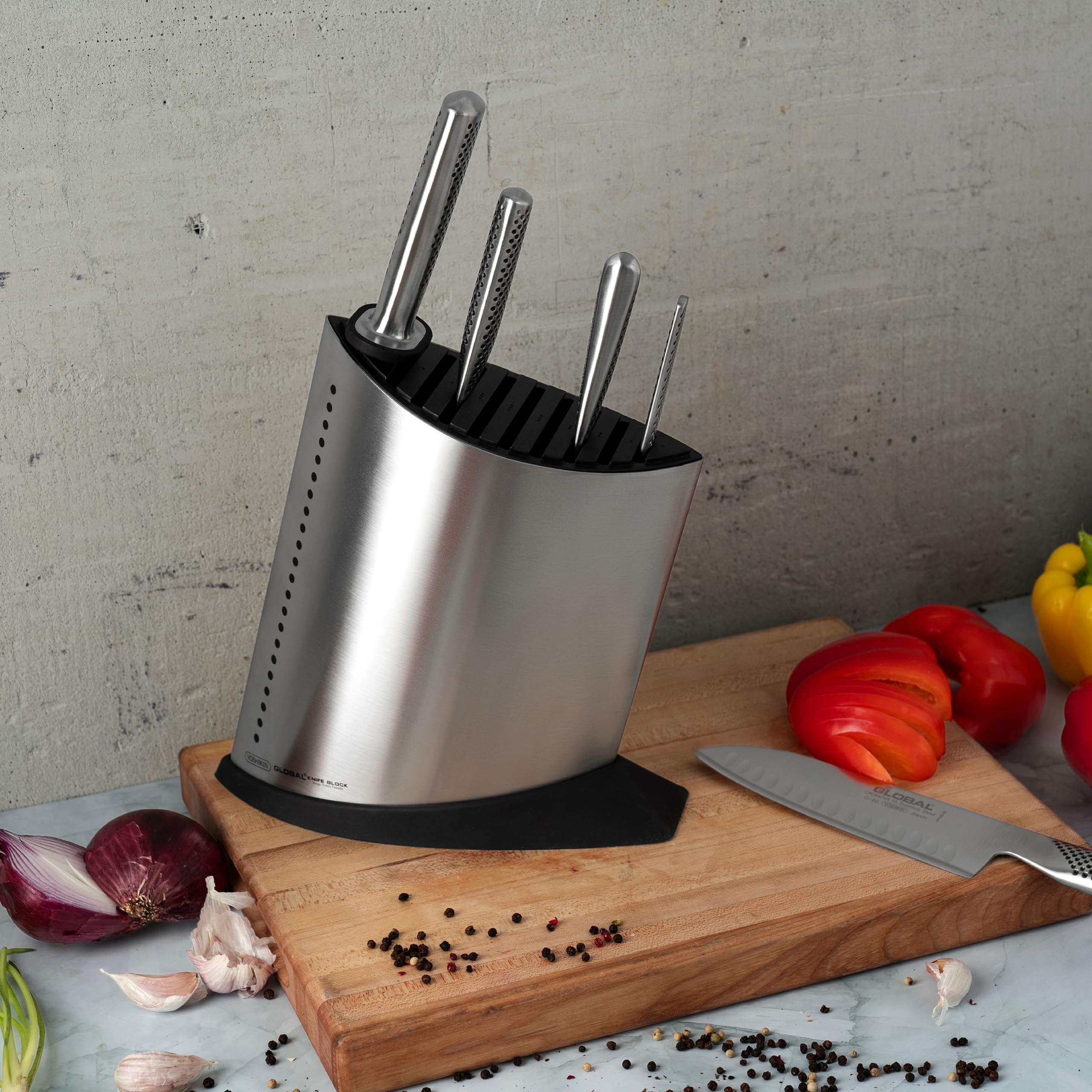 global-gkb-52-10-ship-shape-knife-block-stainless-steel-10-slot-contemporary-kni image 6