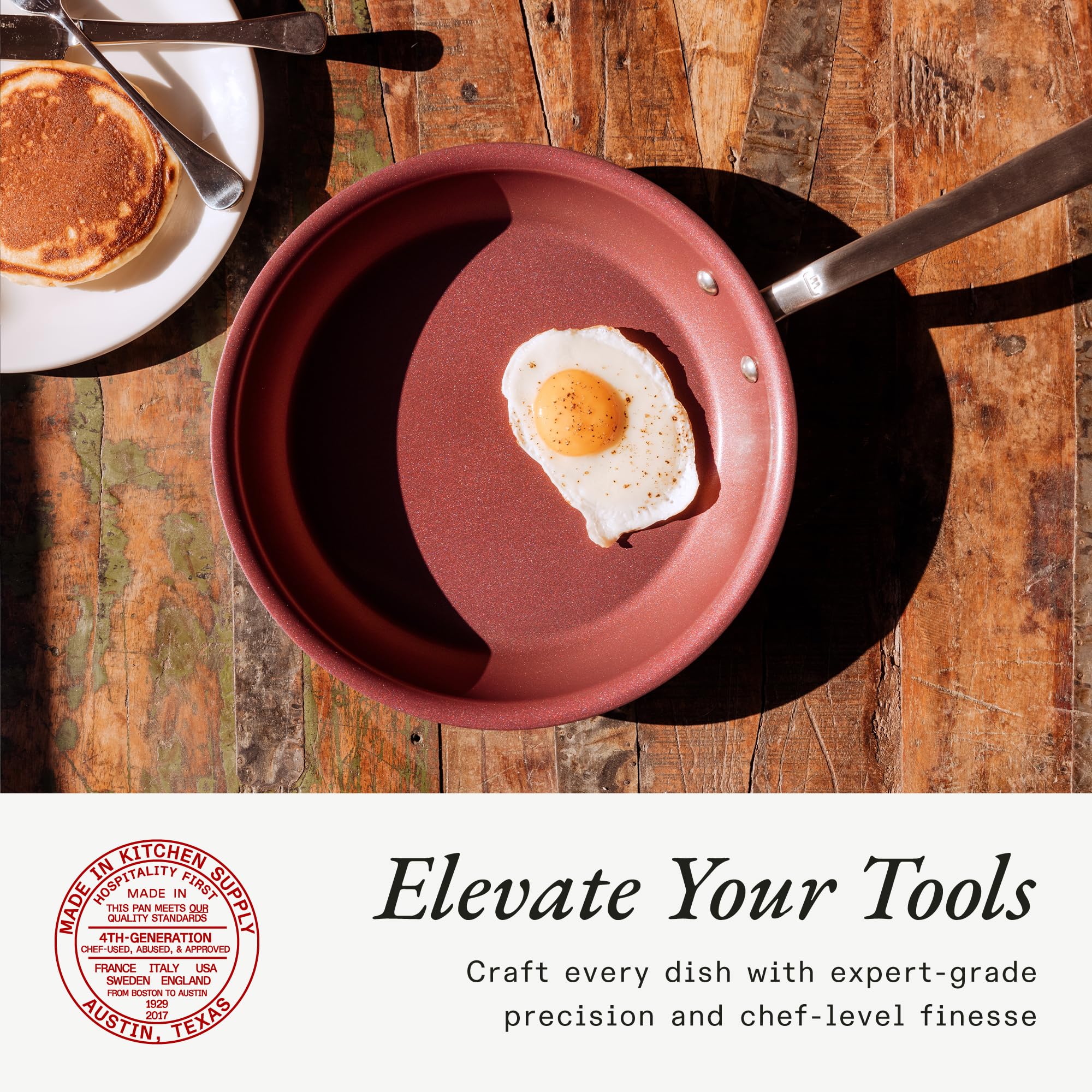 made-in-procoat-12-non-stick-frying-pan-pomme-red-5-ply-stainless-clad-nonstick- image 4