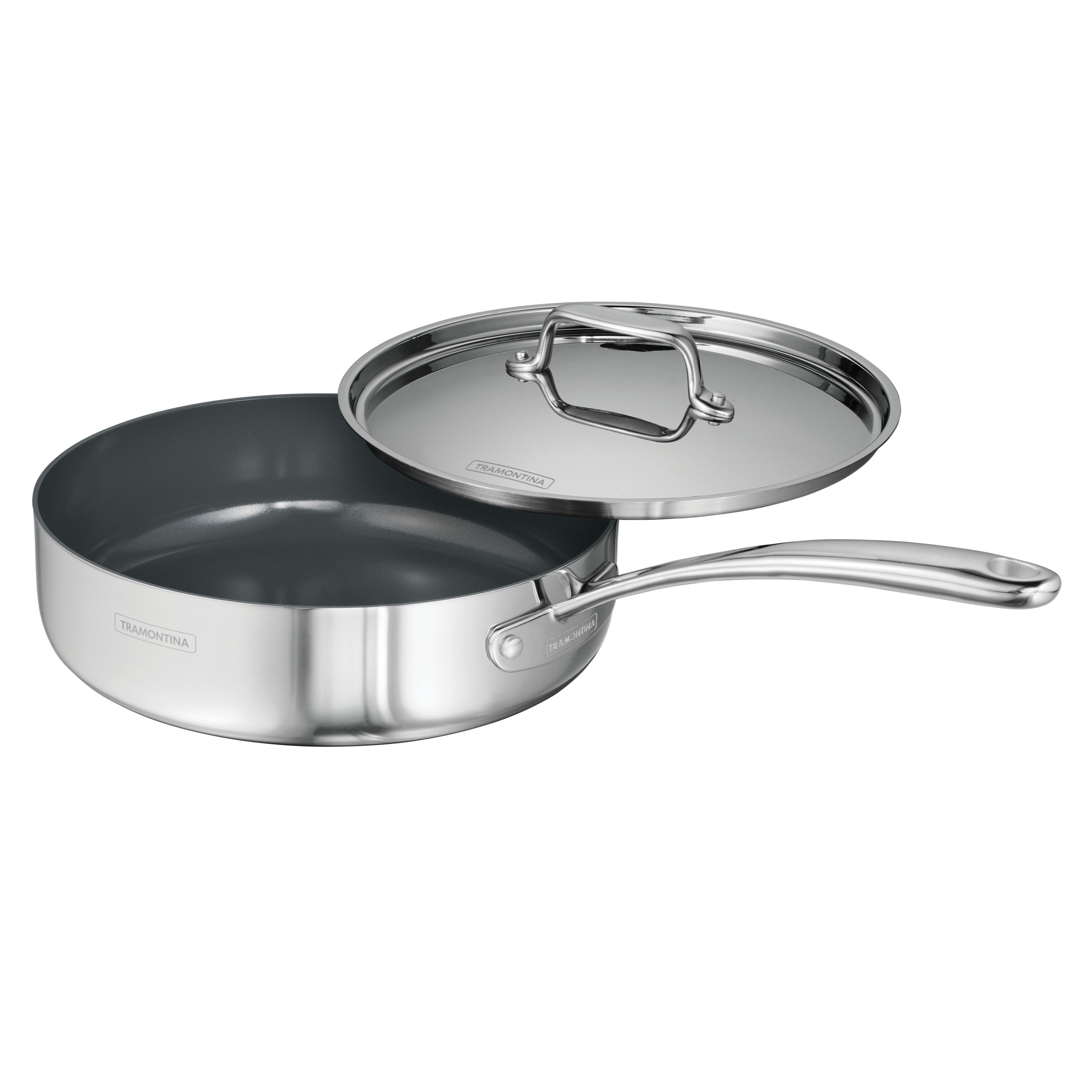 tramontina-utsava-tri-ply-clad-2-9-qt-covered-deep-saut-pan-with-ceramic-interio image 1