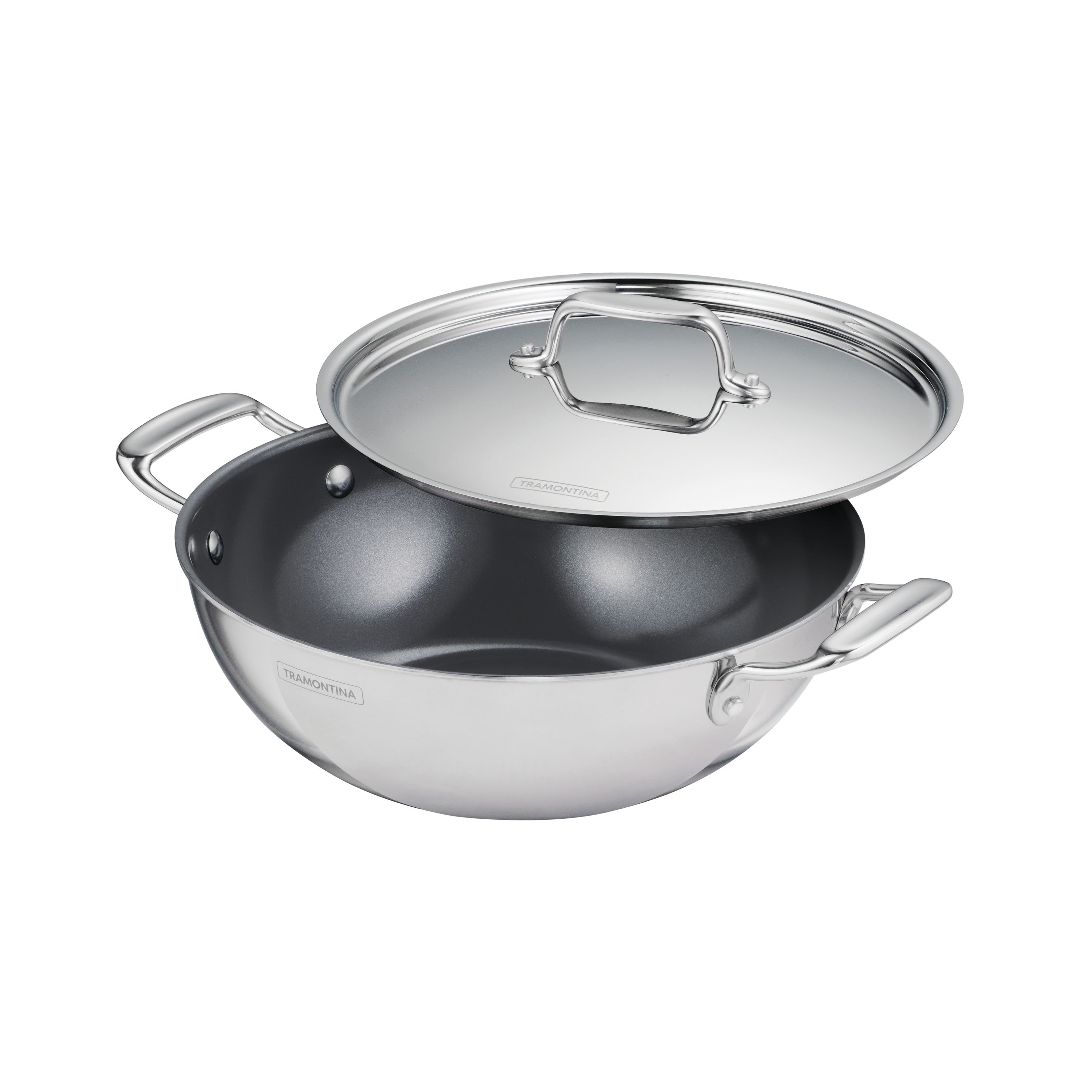 tramontina-utsava-tri-ply-clad-covered-kadai-with-ceramic-interior image 1