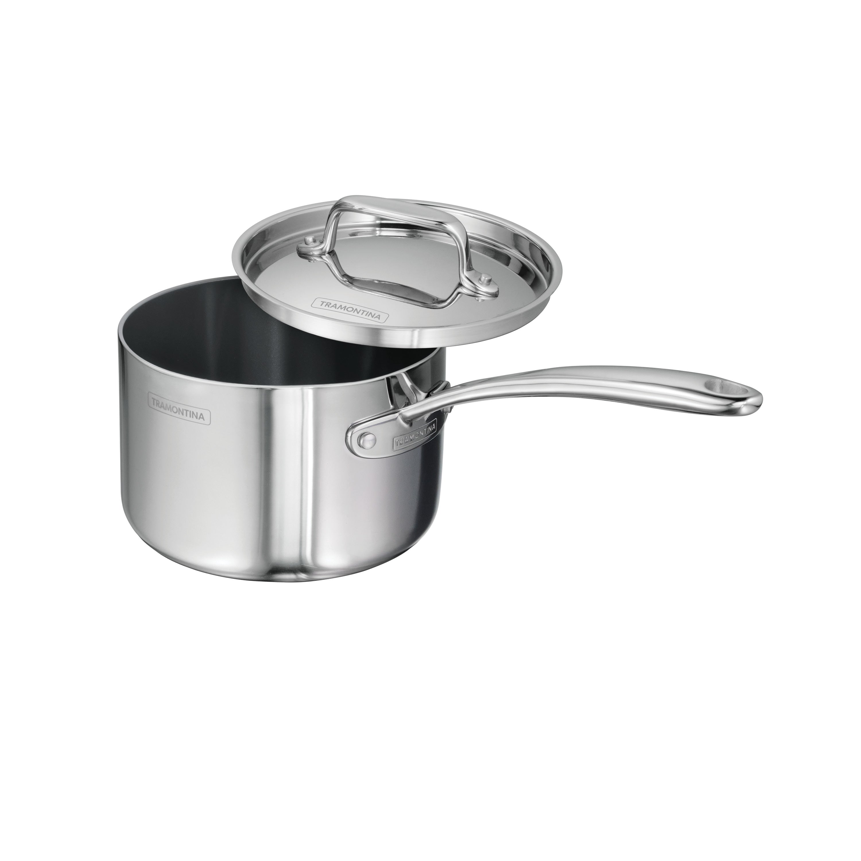 tramontina-utsava-tri-ply-clad-2-2-qt-covered-saucepan-with-ceramic-interior-ind image 1