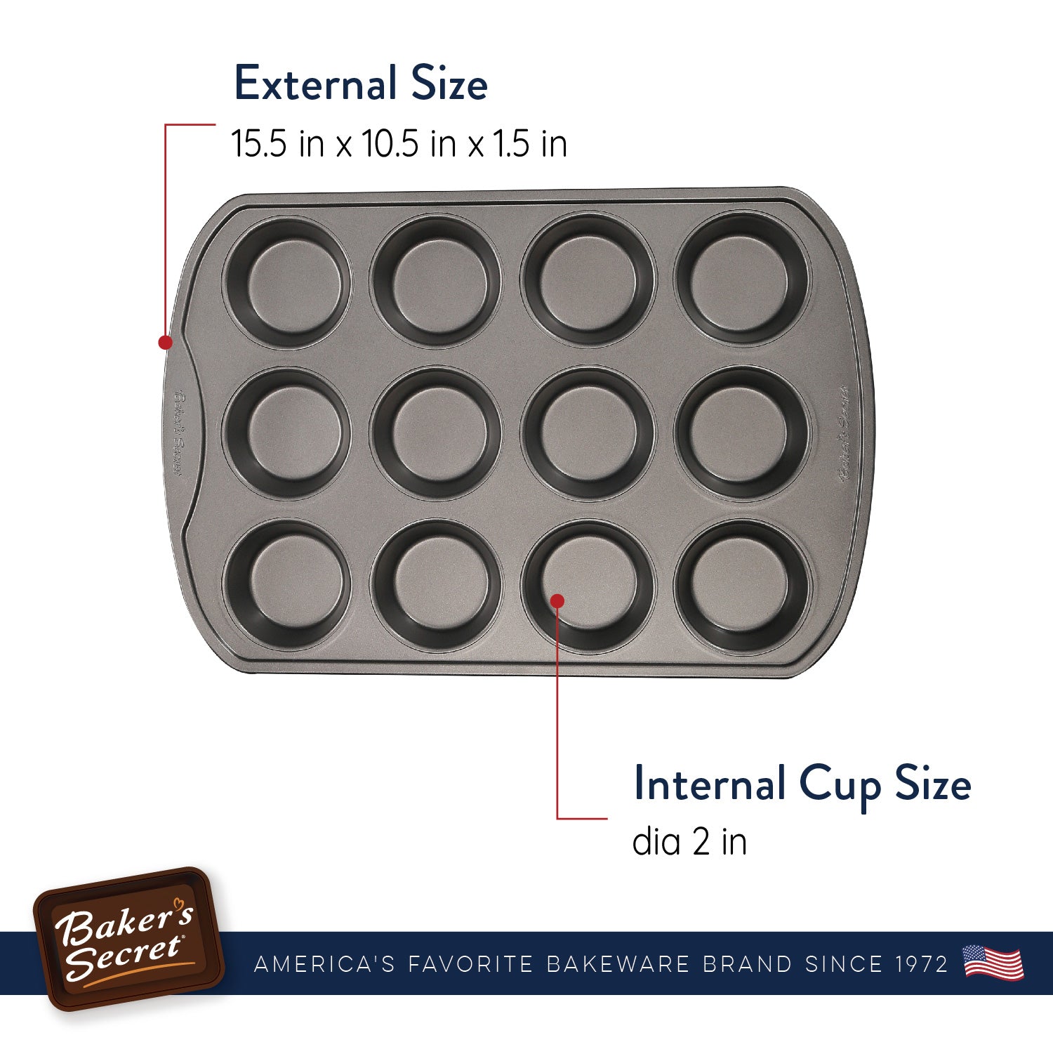 baker-s-secret-non-stick-12-cup-muffin-pan-carbon-steel-oven-safe-450-f image 3
