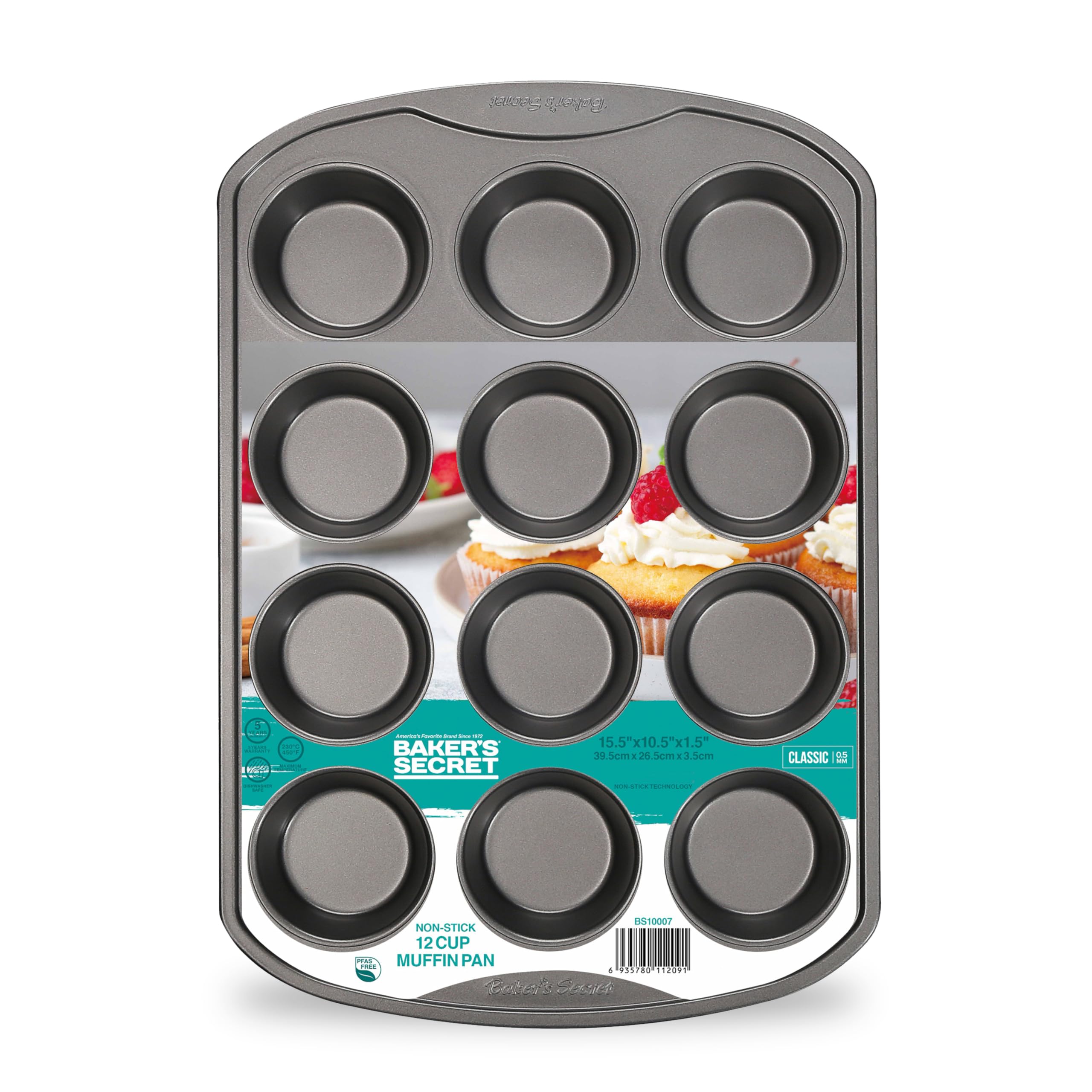 baker-s-secret-non-stick-12-cup-muffin-pan-carbon-steel-oven-safe-450-f image 1