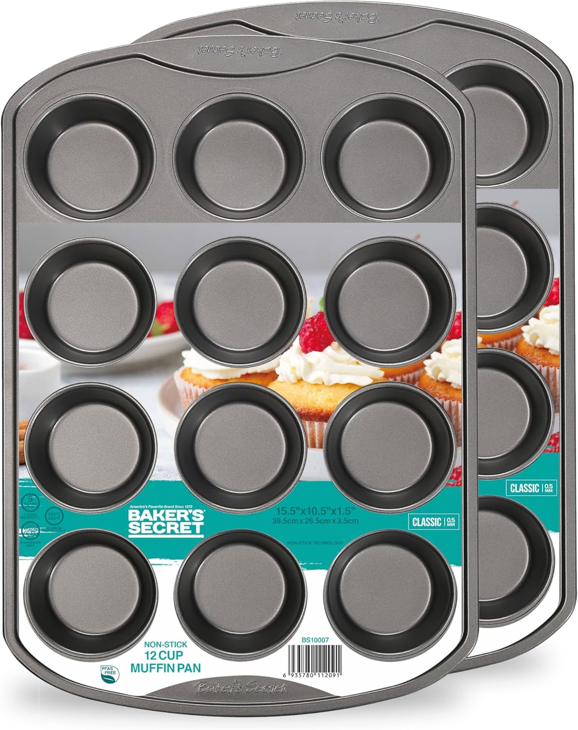 baker-s-secret-non-stick-12-cup-muffin-pan-carbon-steel-oven-safe-450-f image 5