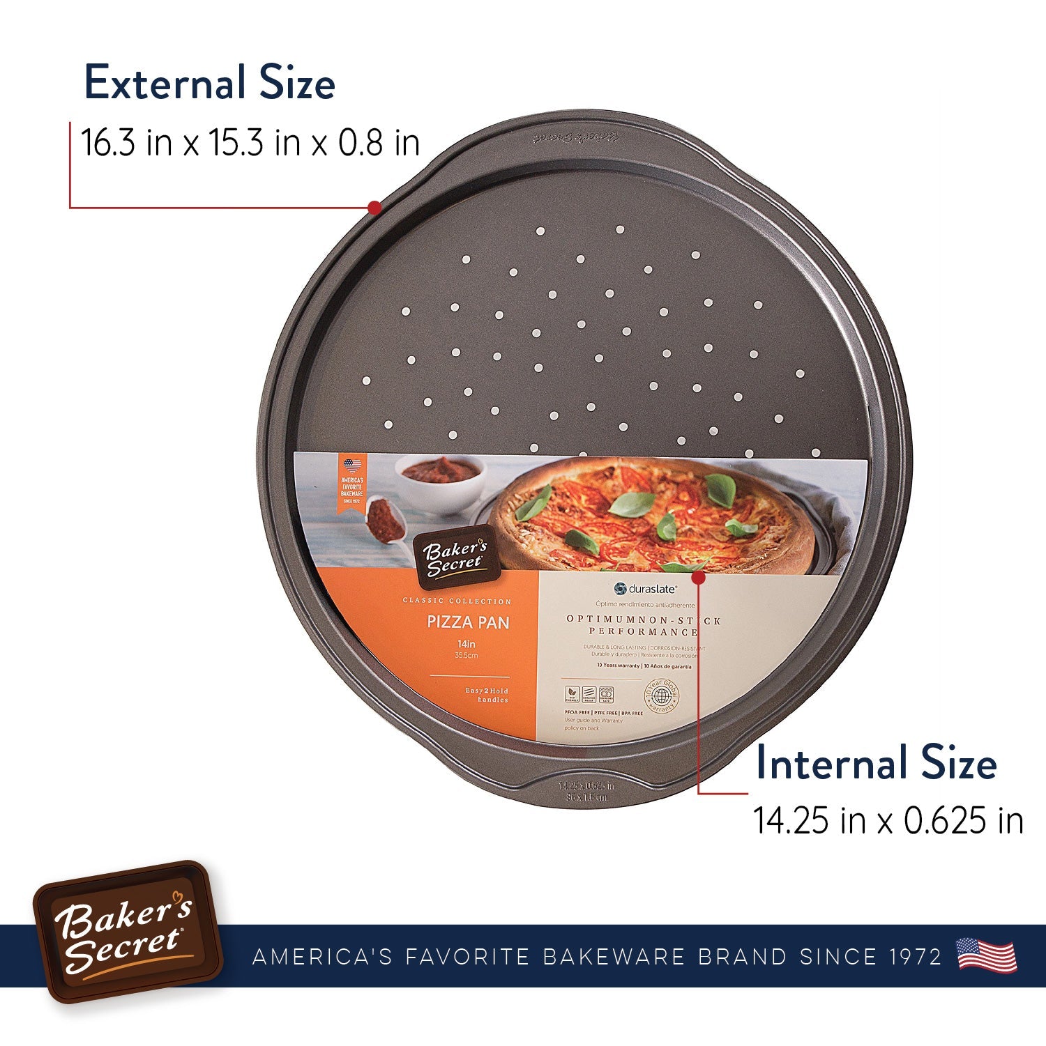 baker-s-secret-classic-14-non-stick-carbon-steel-pizza-pan-crisper image 2