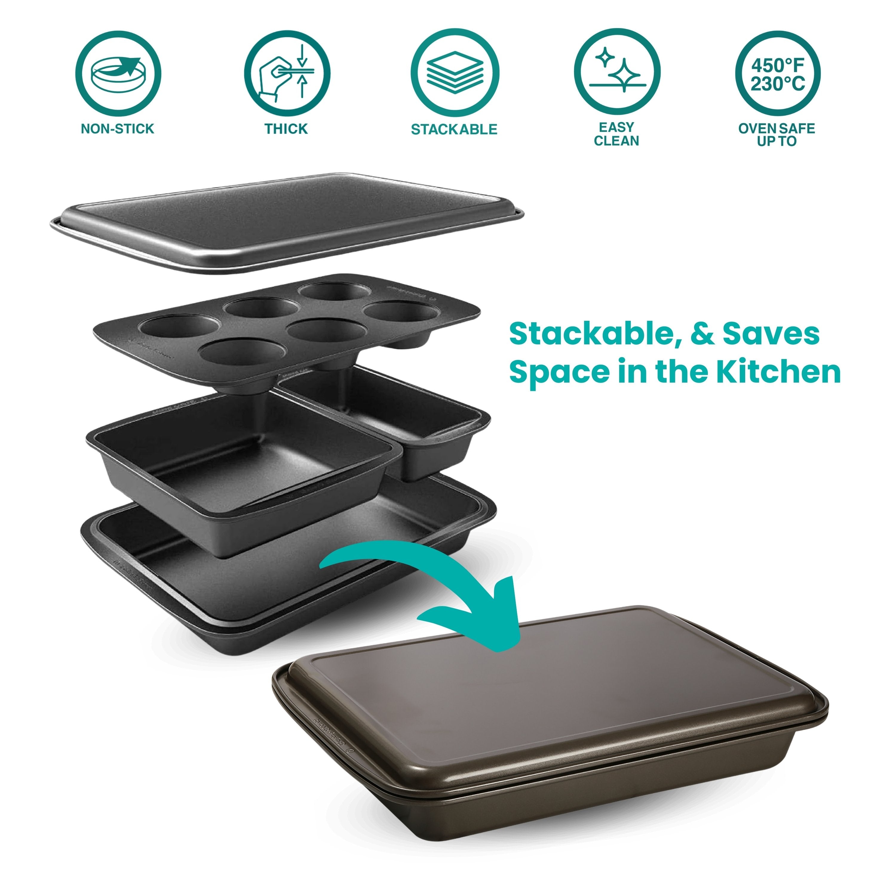 baker-s-secret-essentials-stackable-easy-store-5-piece-non-stick-bakeware-set image 2
