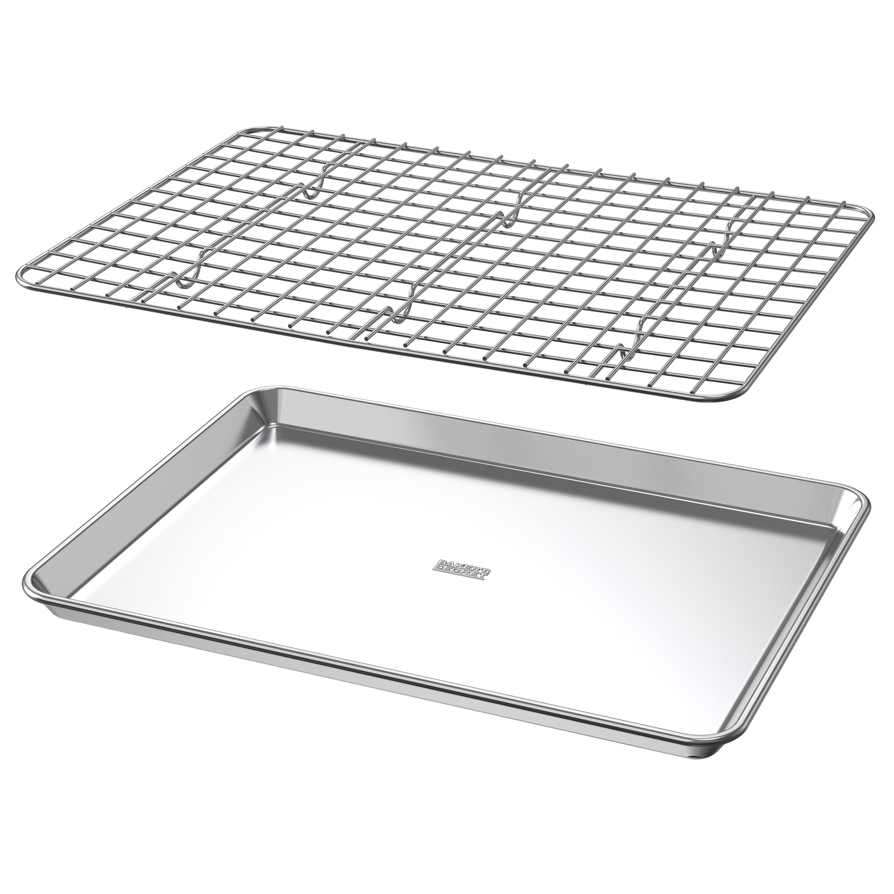 baker-s-secret-18-100-recycled-aluminum-cookie-sheet-with-cooling-rack-set image 1