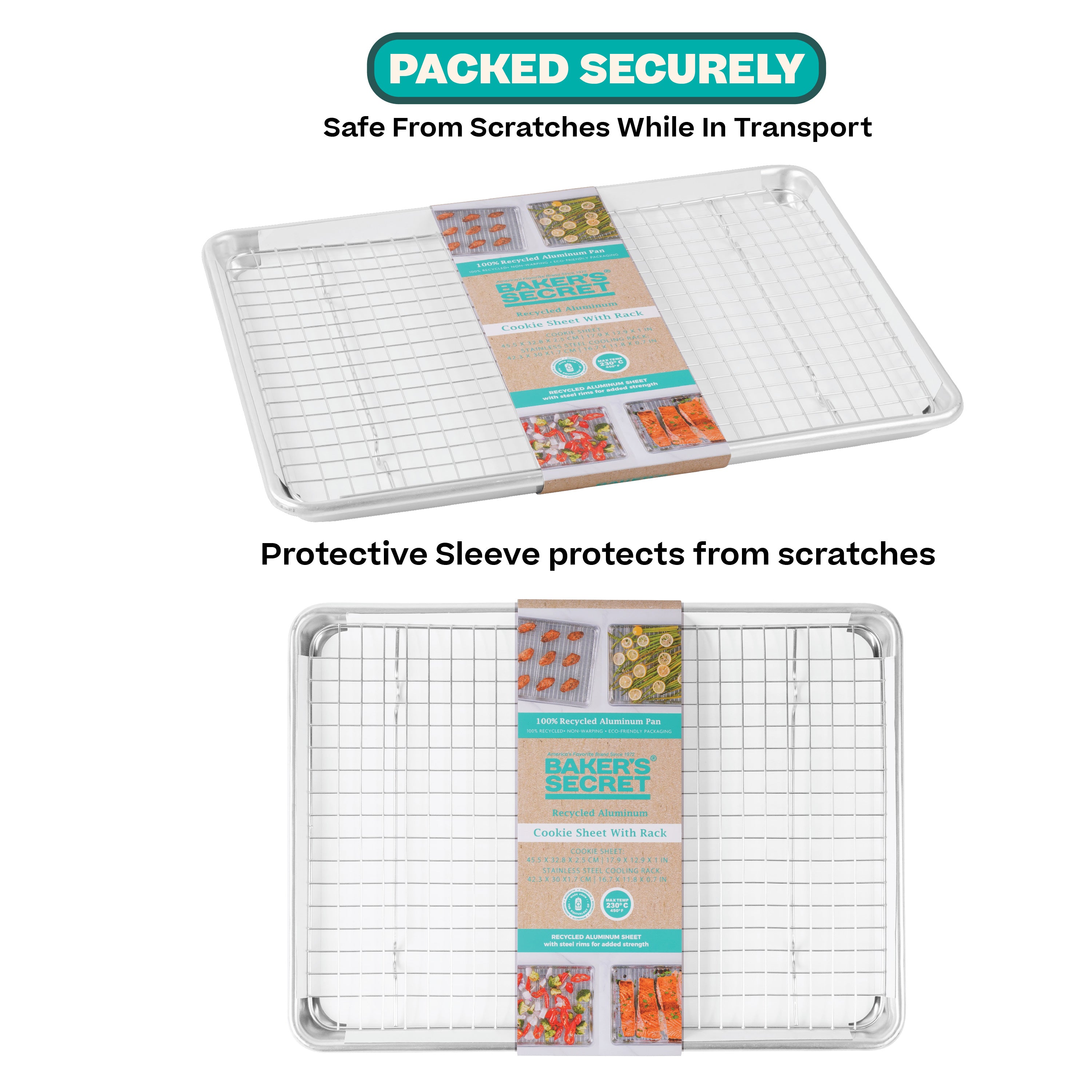 baker-s-secret-18-100-recycled-aluminum-cookie-sheet-with-cooling-rack-set image 4