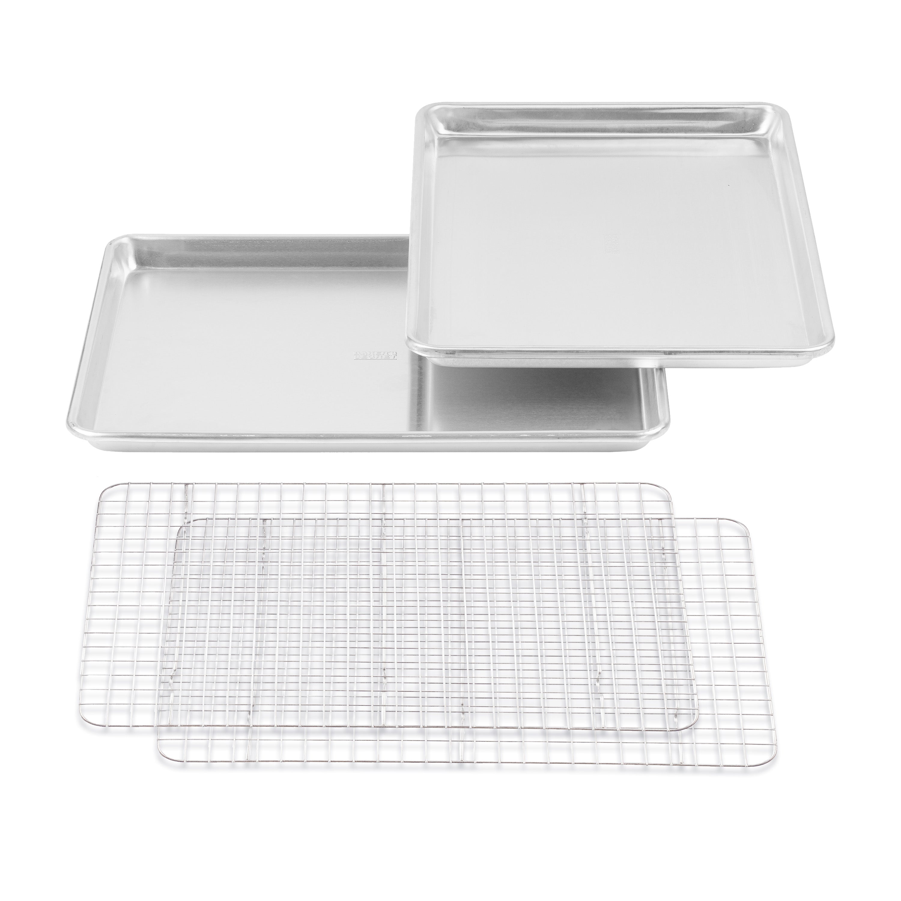 baker-s-secret-4-piece-aluminum-cookie-sheet-and-cooling-rack-set-100-recycled-a image 1