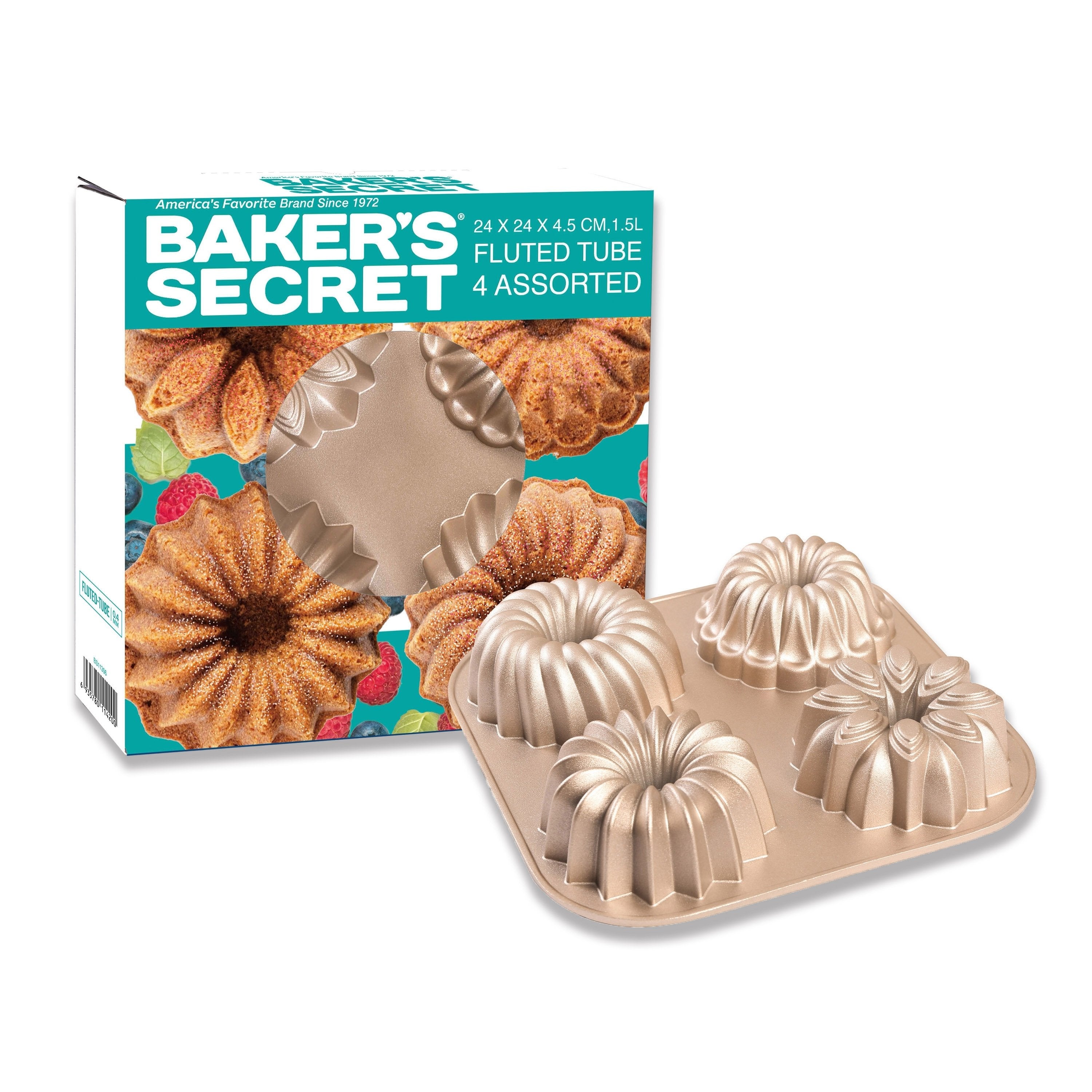 baker-s-secret-4-mini-joys-non-stick-mini-fluted-cake-pan-4-cavity-bundt image 7