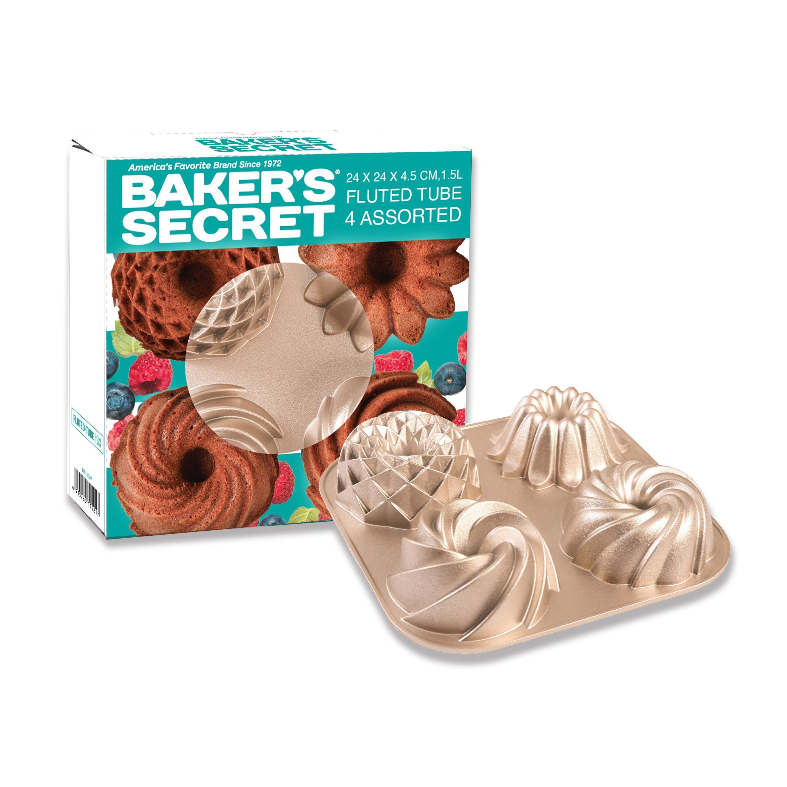 baker-s-secret-4-mini-loves-non-stick-mini-fluted-cake-pan-4-cavity-mini-bundt-b image 4
