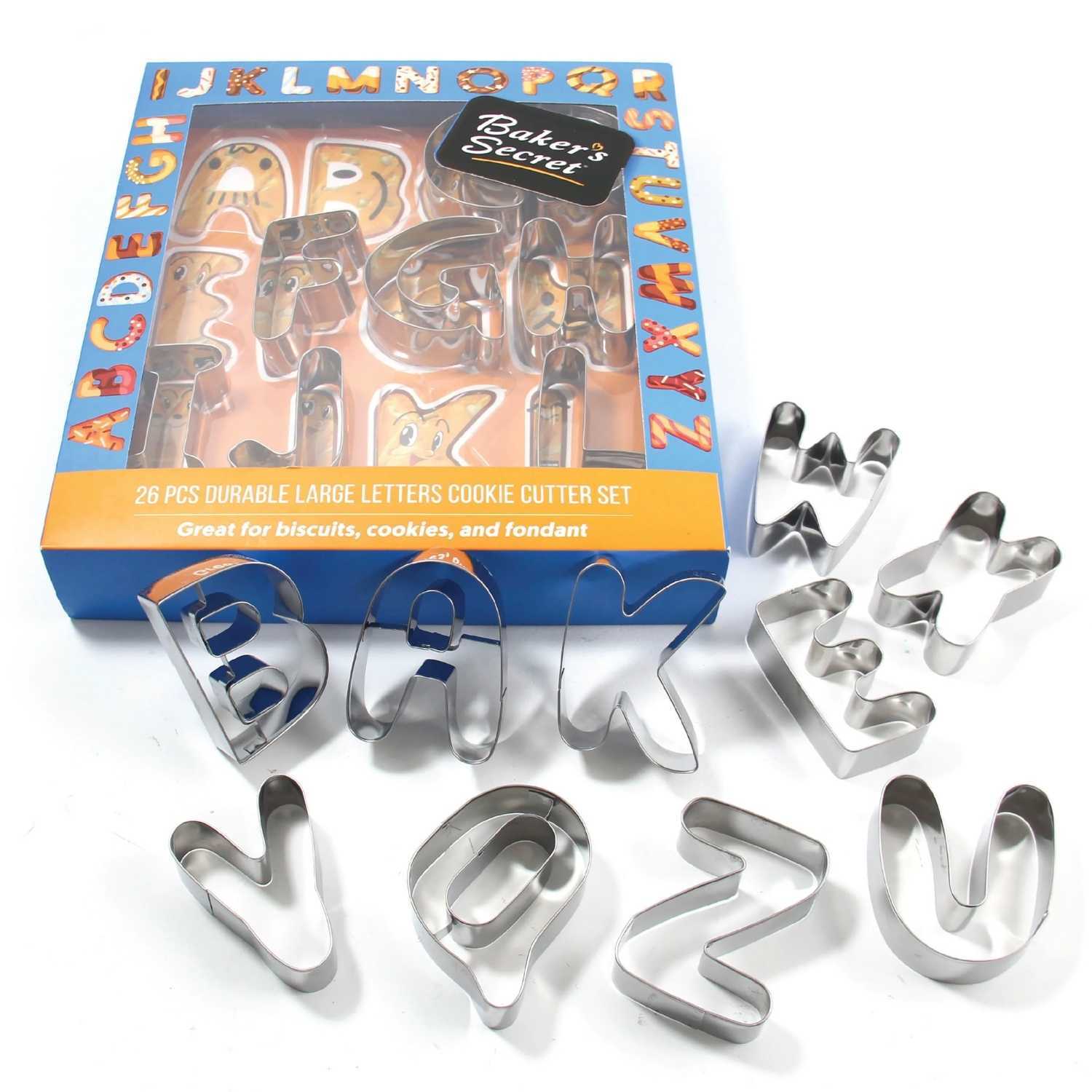 baker-s-secret-26-letter-alphabet-cookie-cutter-set-stainless-steel-a-z-letter-m image 1