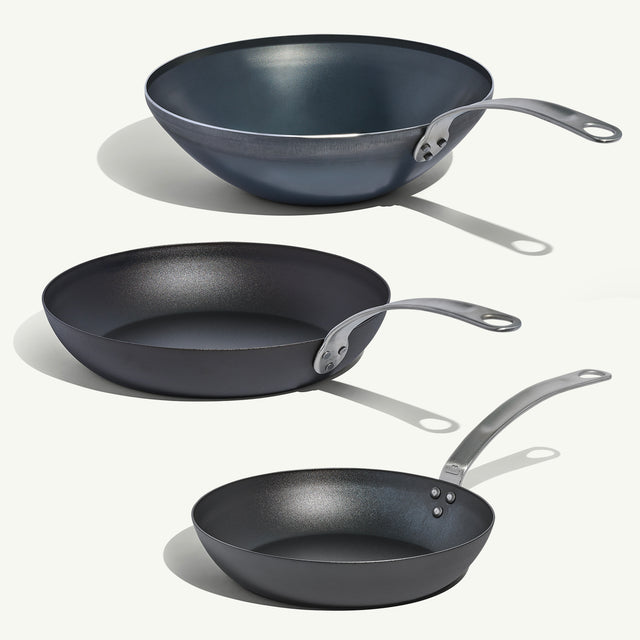 made-in-carbon-steel-chef-set-carbon-steel-wok-two-seasoned-carbon-steel-frying- image 1