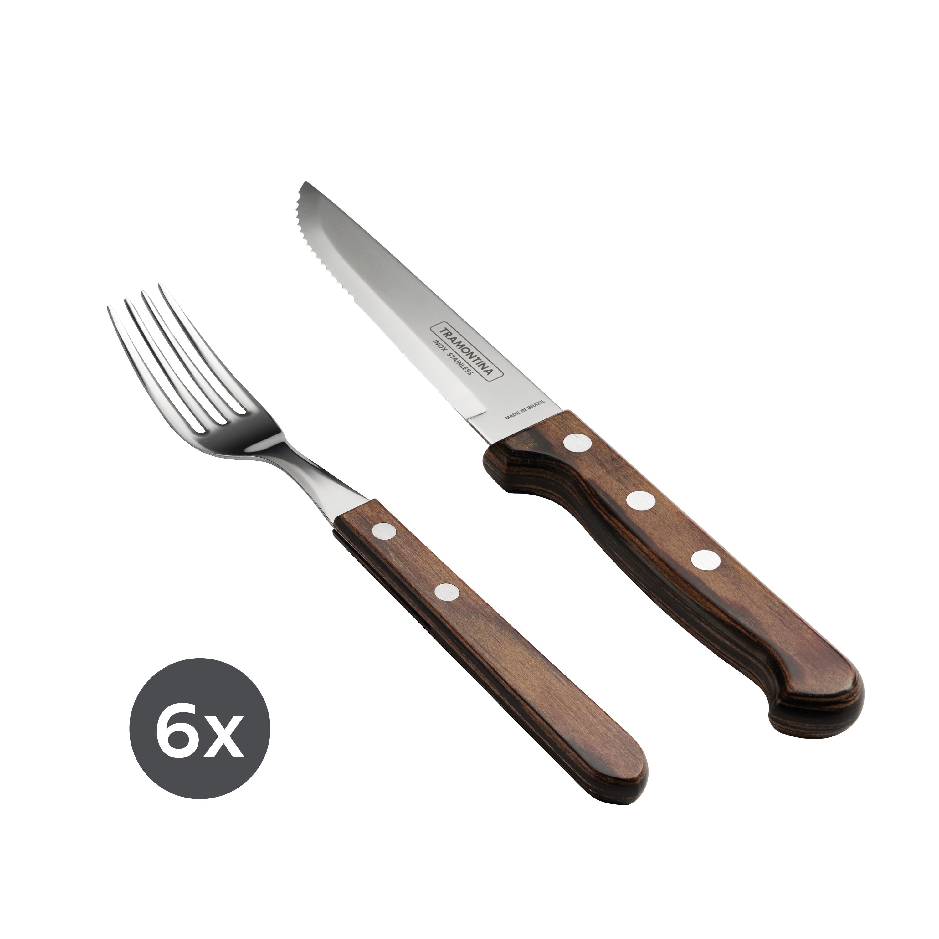 tramontina-churrasco-12-piece-polywood-fork-and-steak-knife-set-with-serrated-st image 1