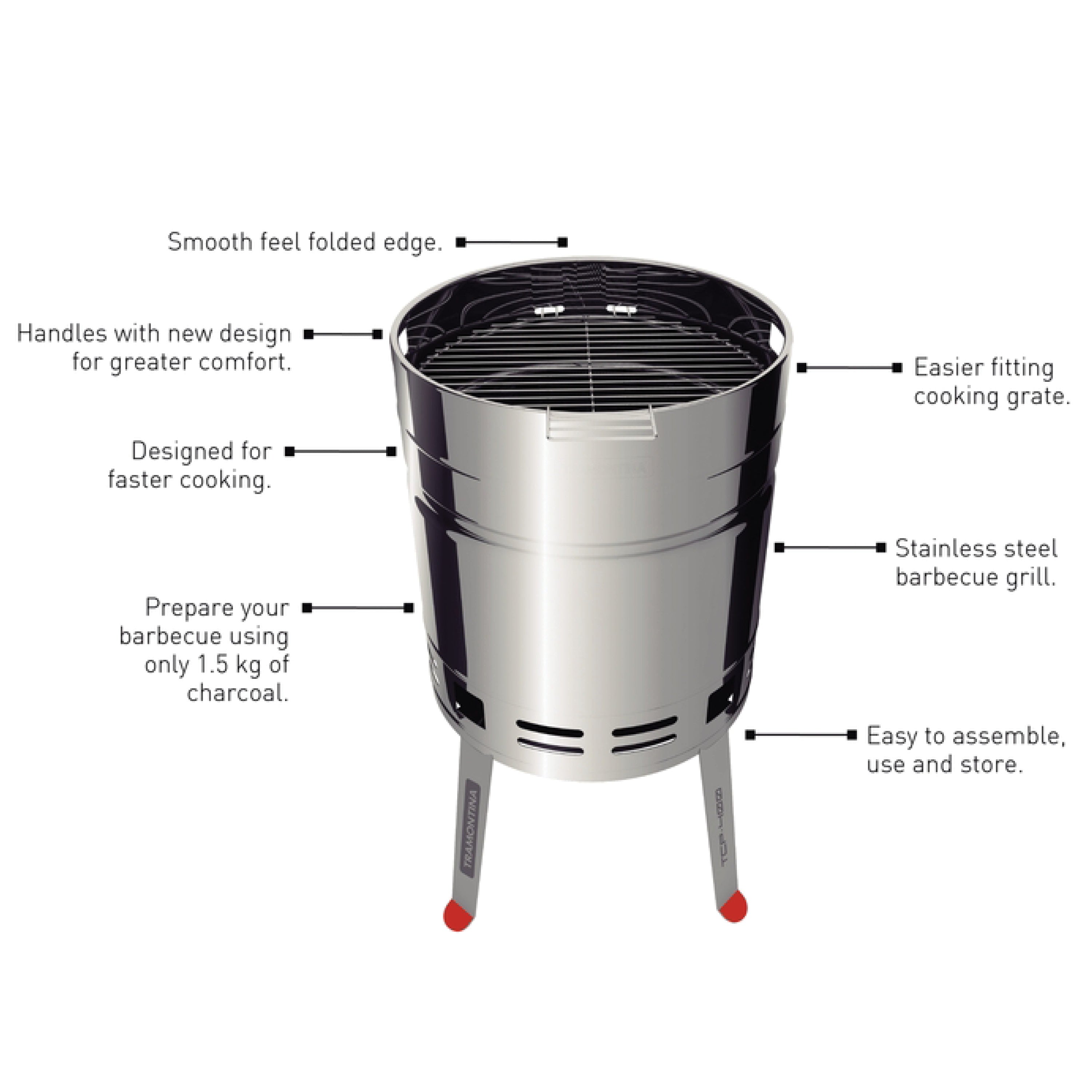 tramontina-15-5-inch-stainless-steel-round-bbq-charcoal-grill-with-lid-and-stand image 6