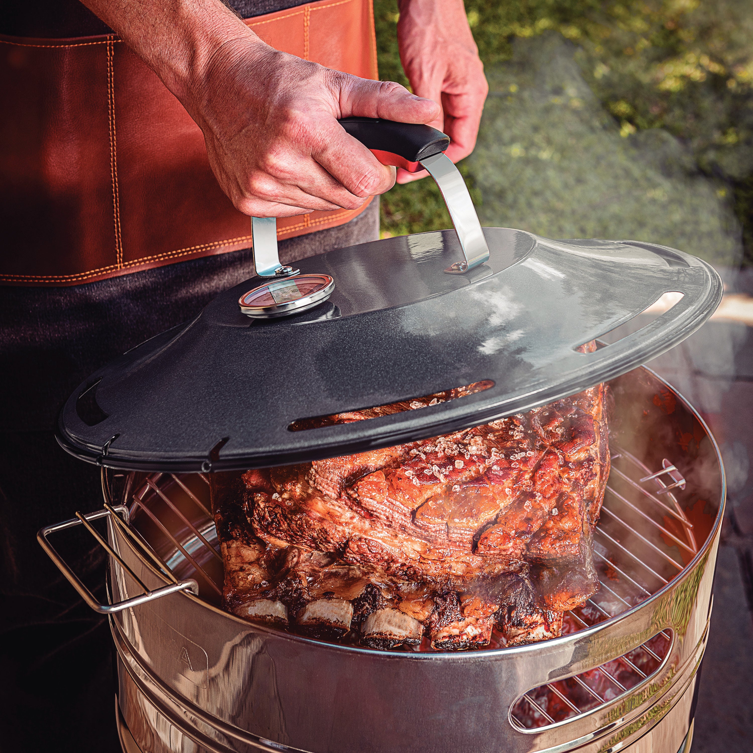 tramontina-15-5-inch-stainless-steel-round-bbq-charcoal-grill-with-lid-and-stand image 2