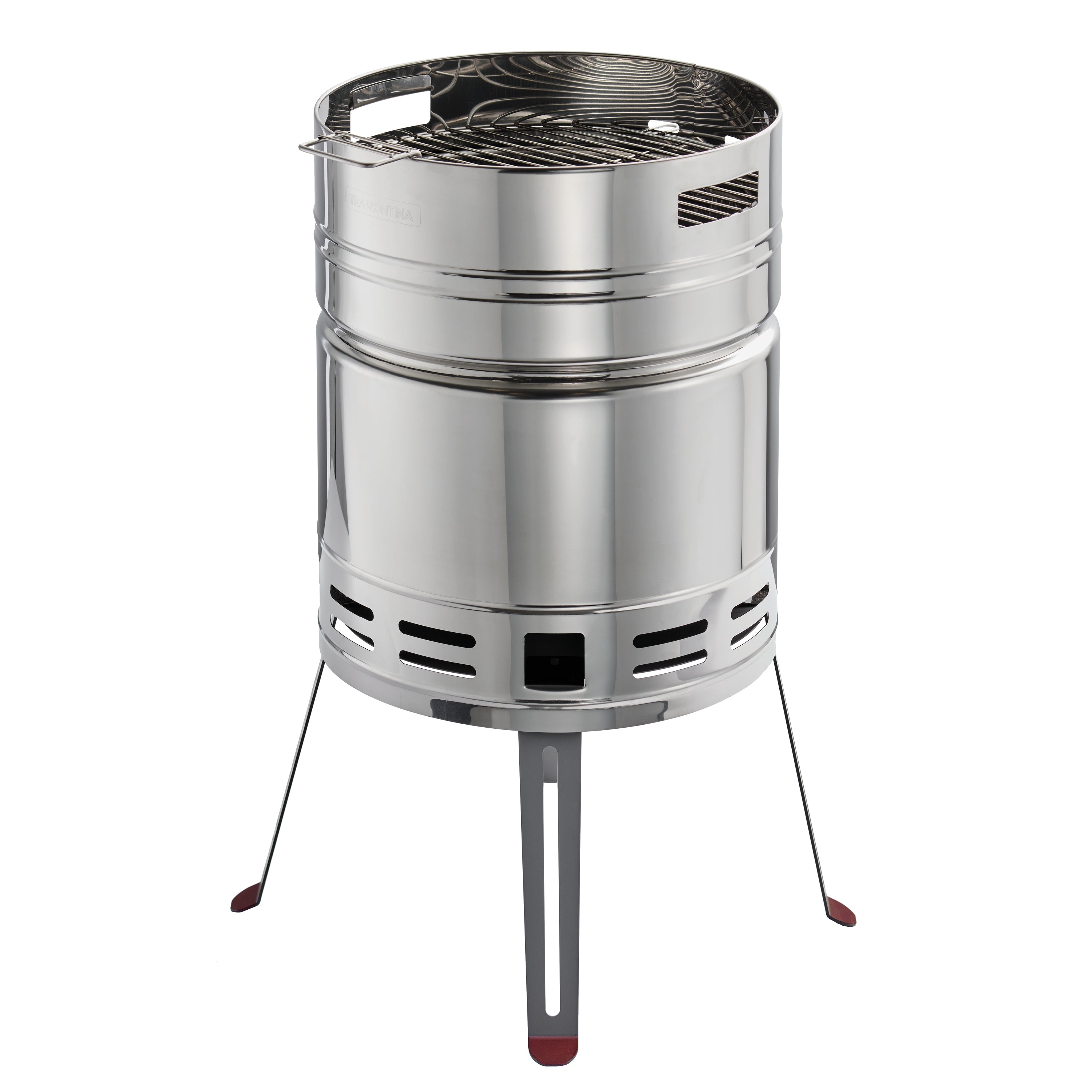 tramontina-15-5-in-stainless-steel-round-bbq-charcoal-grill-with-stand image 1