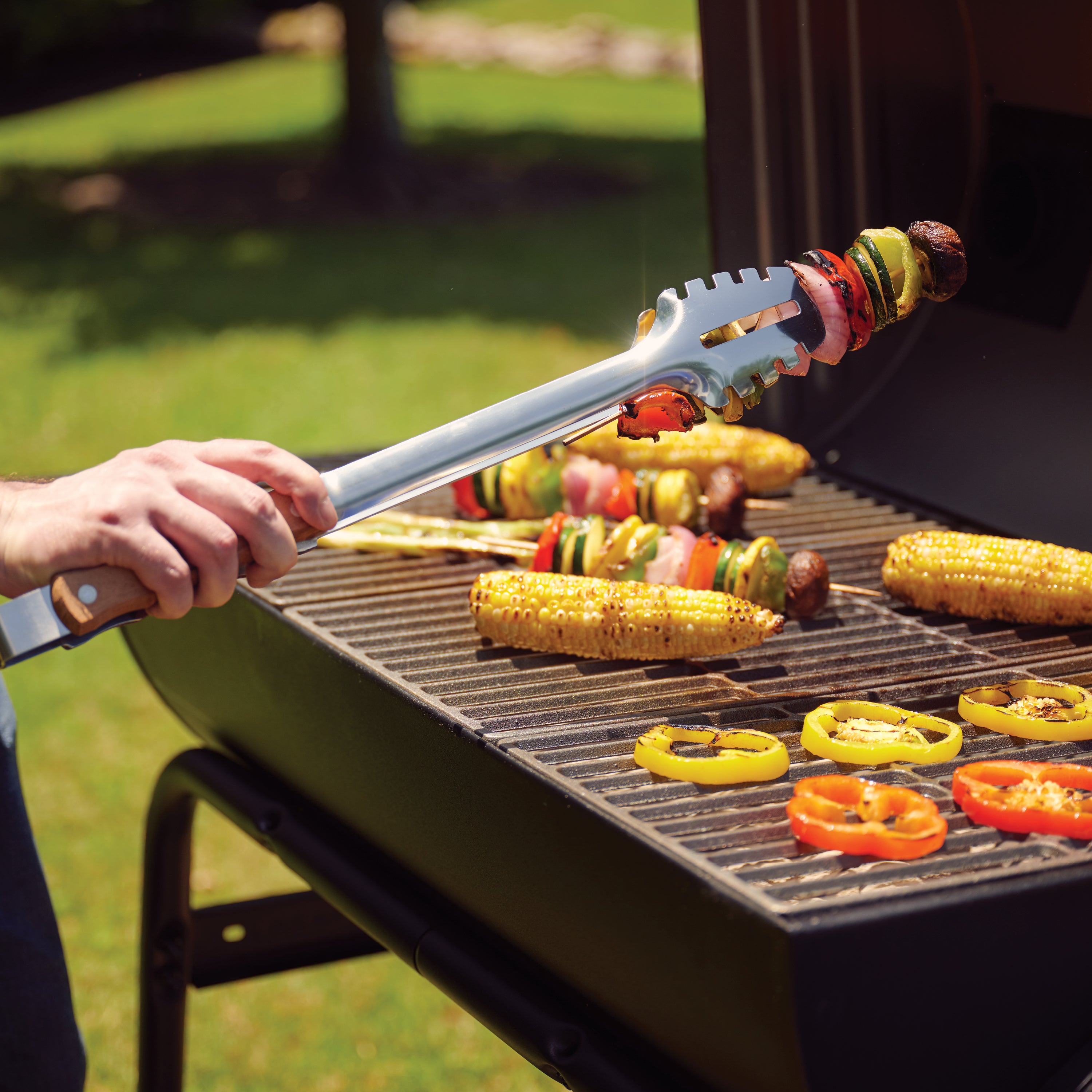 tramontina-churrasco-stainless-steel-bbq-tongs-with-wood-handle image 2