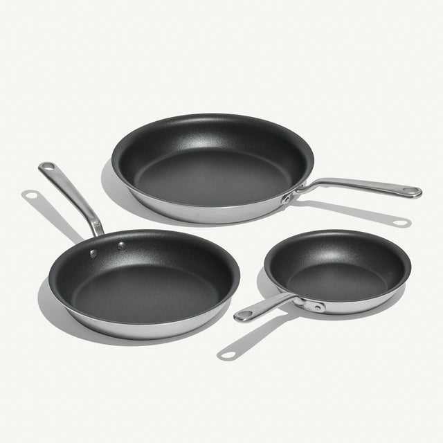 made-in-procoat-non-stick-frying-pan-set-multi-size-stainless-clad-nonstick-skil image 1