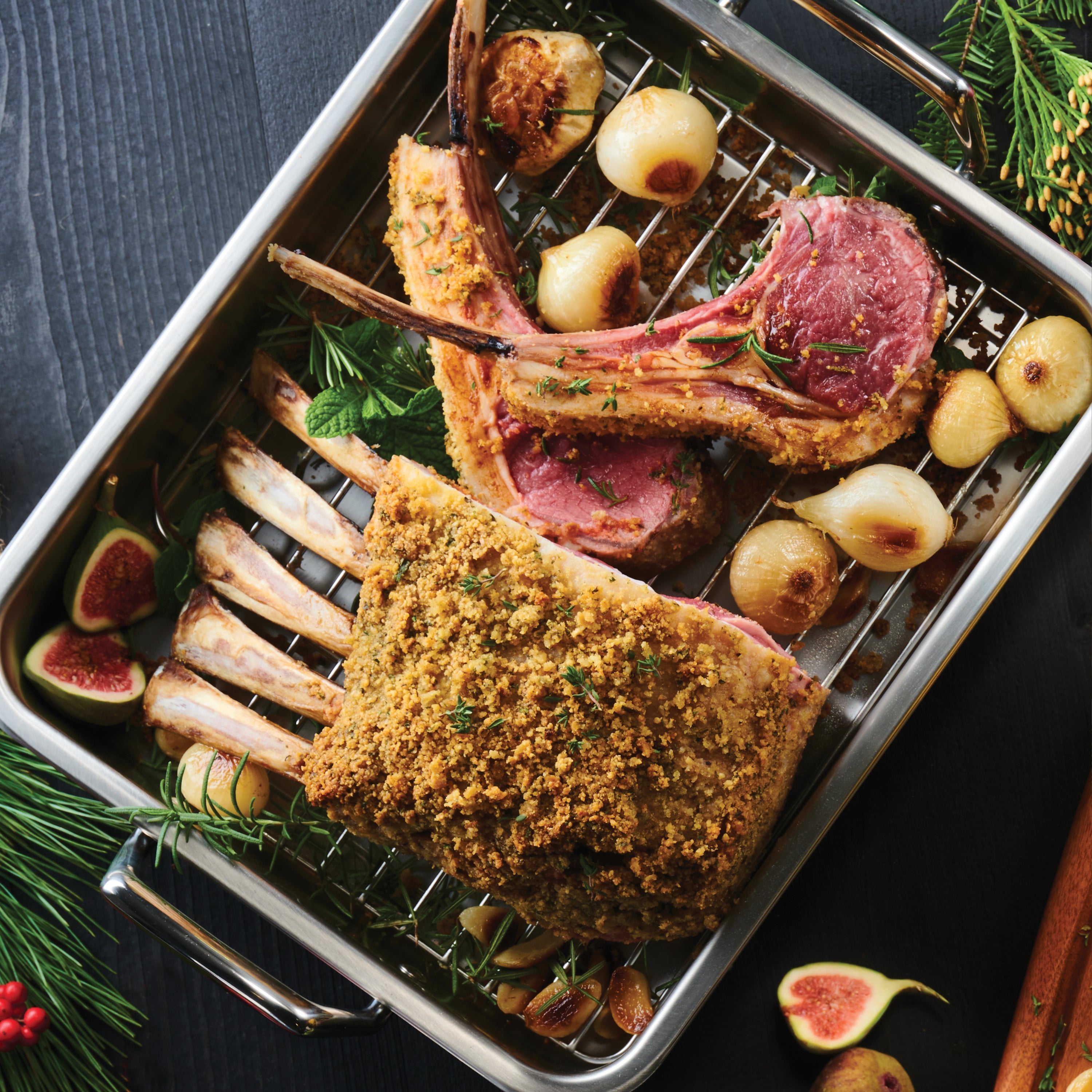 tramontina-prima-stainless-steel-roasting-pan-with-basting-grill image 2