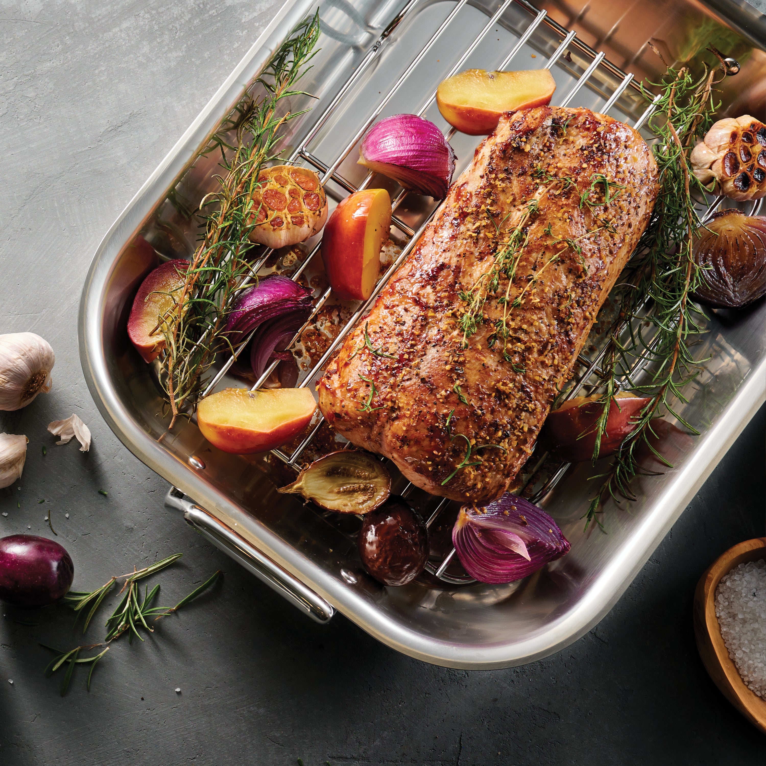 tramontina-gourmet-prima-16-75-inch-stainless-steel-flared-edge-roasting-pan-wit image 2