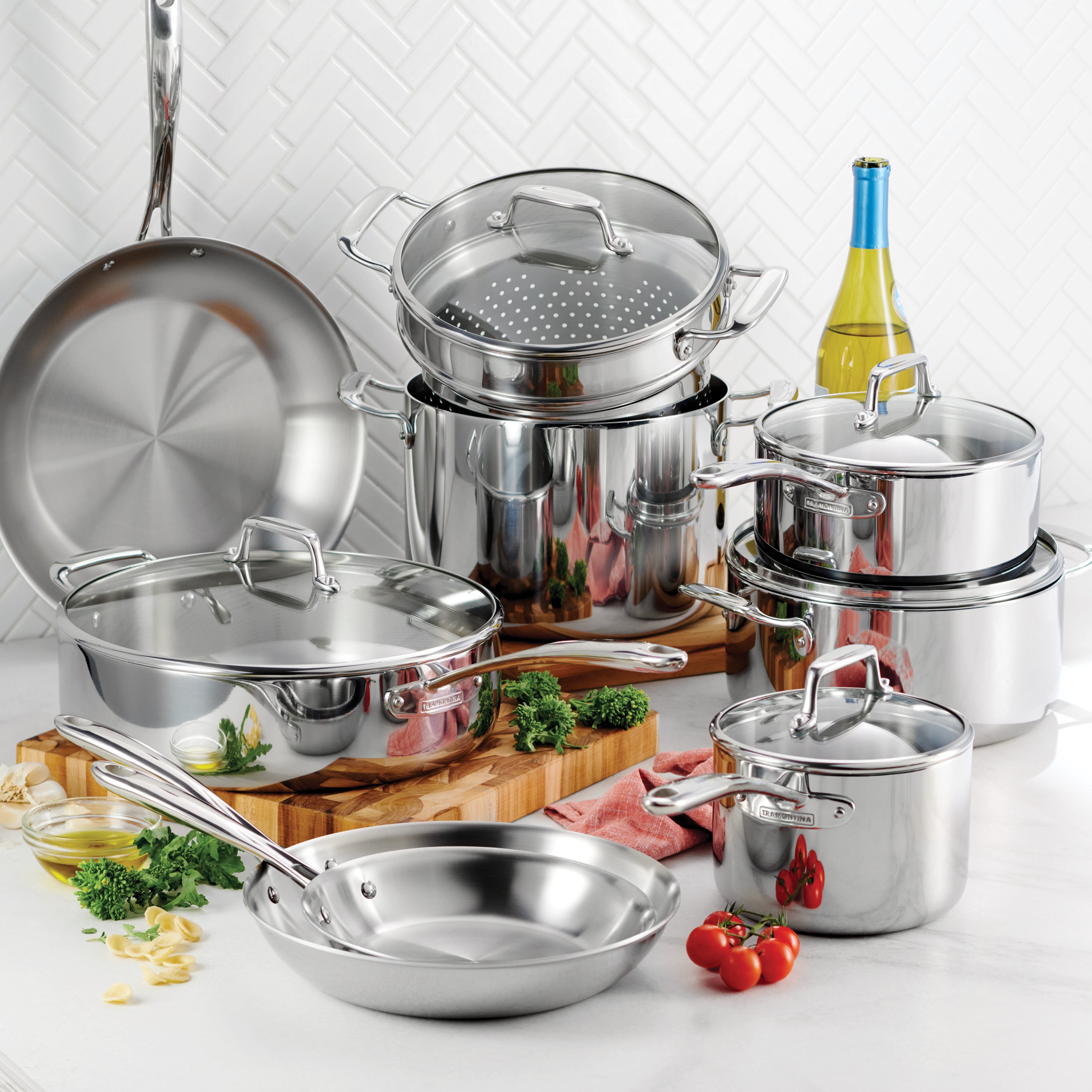 tramontina-tri-ply-clad-stainless-steel-cookware-set-with-glass-lids-18-10-stain image 2