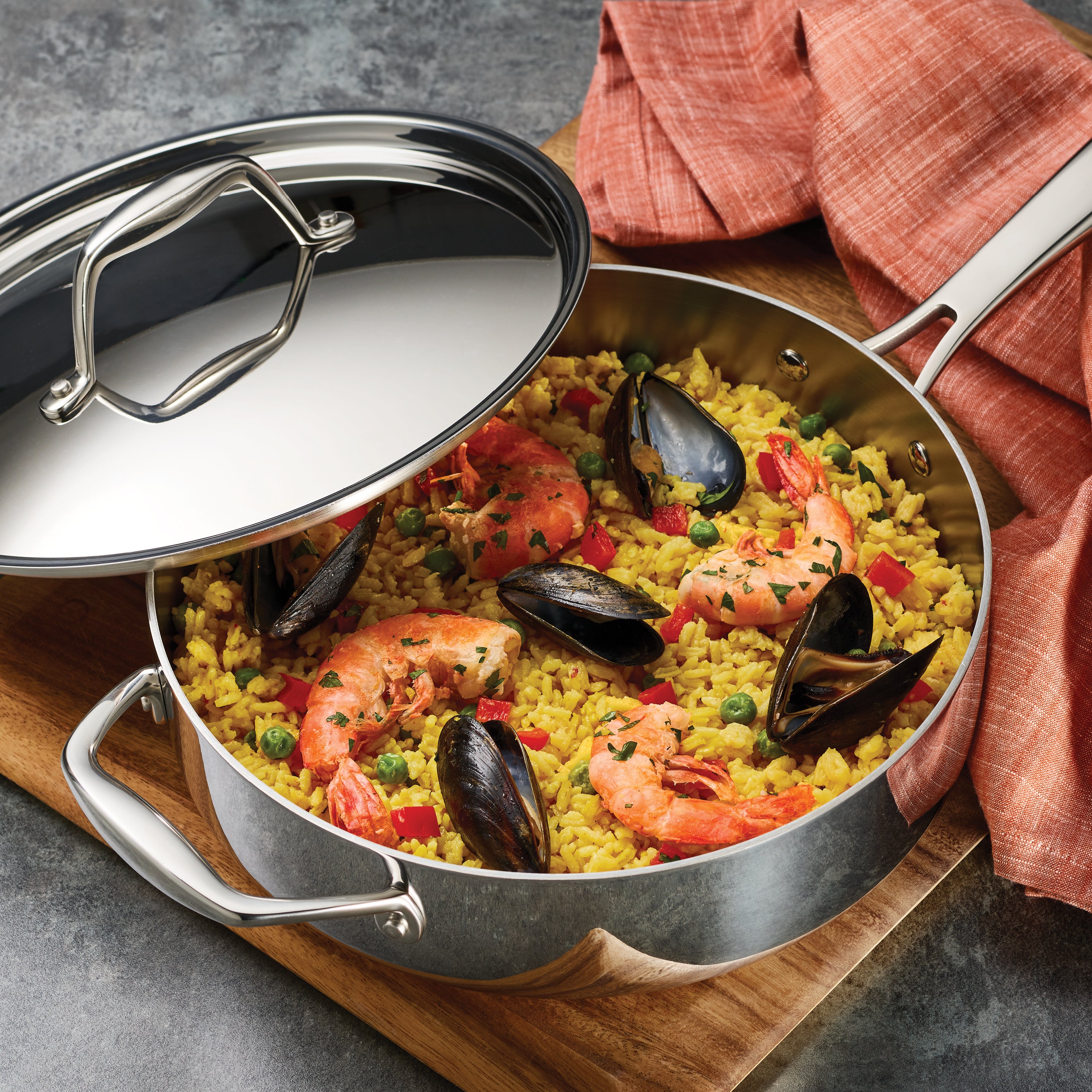 tramontina-signature-3-quart-tri-ply-clad-stainless-steel-covered-deep-saute-pan image 2