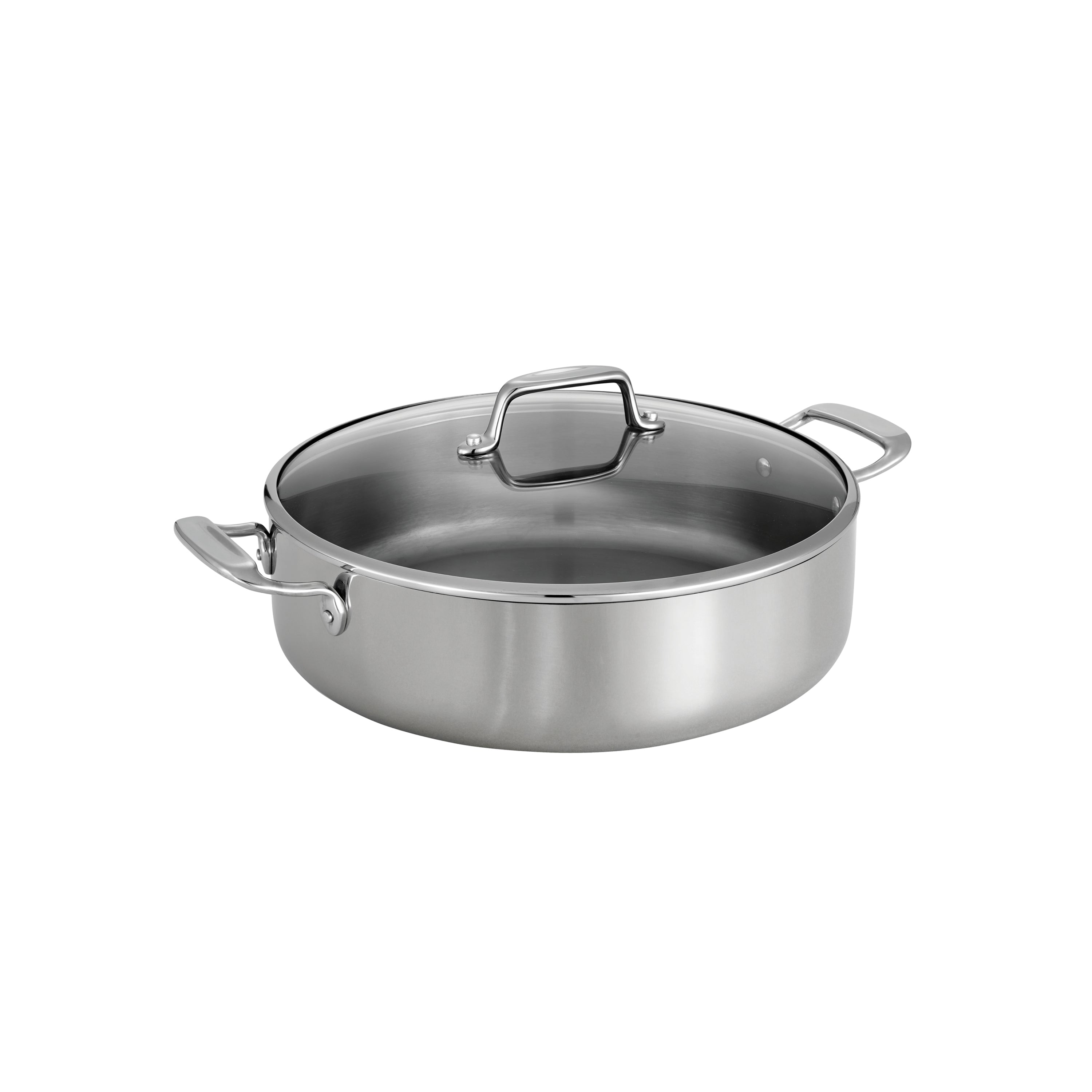 tramontina-gourmet-tri-ply-clad-6-quart-stainless-steel-covered-braiser-with-tem image 1