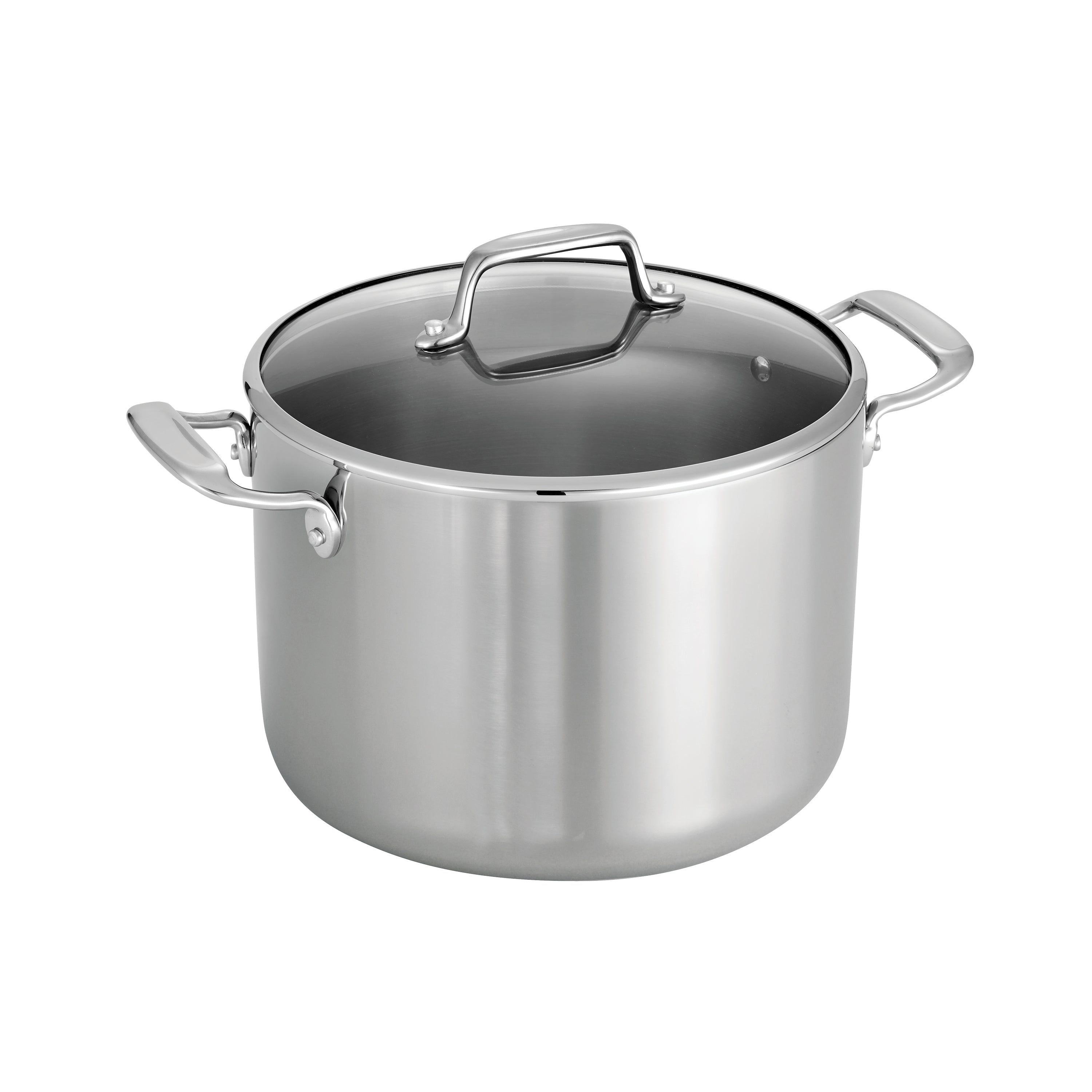 tramontina-gourmet-tri-ply-clad-8-quart-stainless-steel-covered-stock-pot-with-g image 1