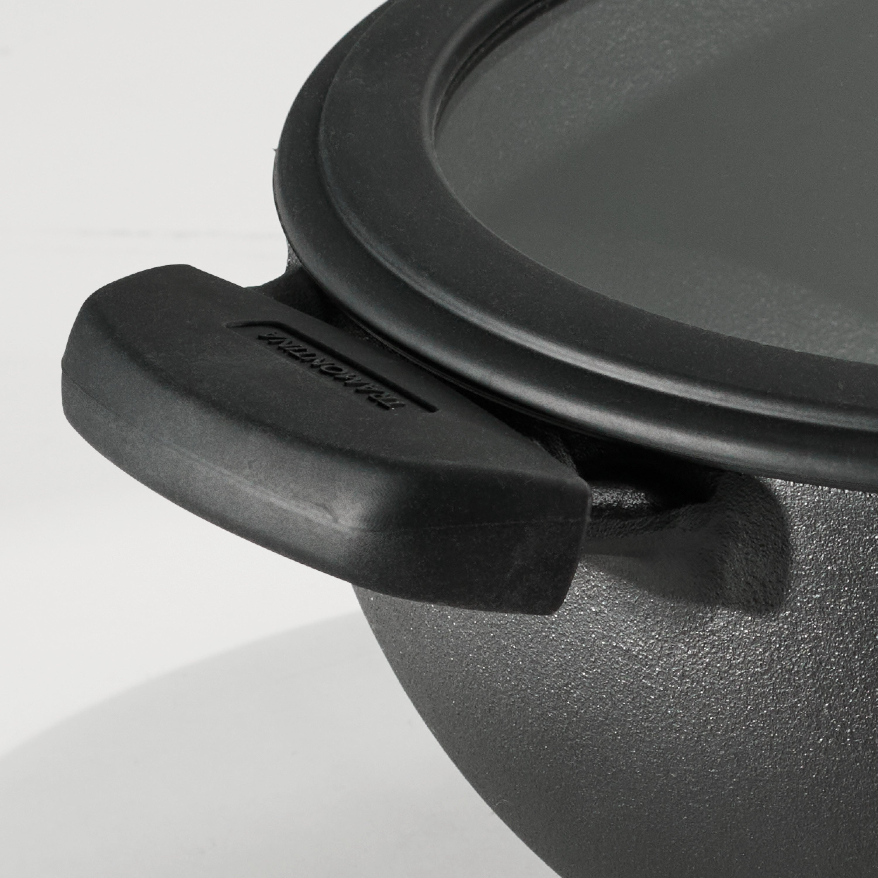 tramontina-utsava-pre-seasoned-cast-iron-kadai-with-lid-disamatic-cast-stone-gro image 5