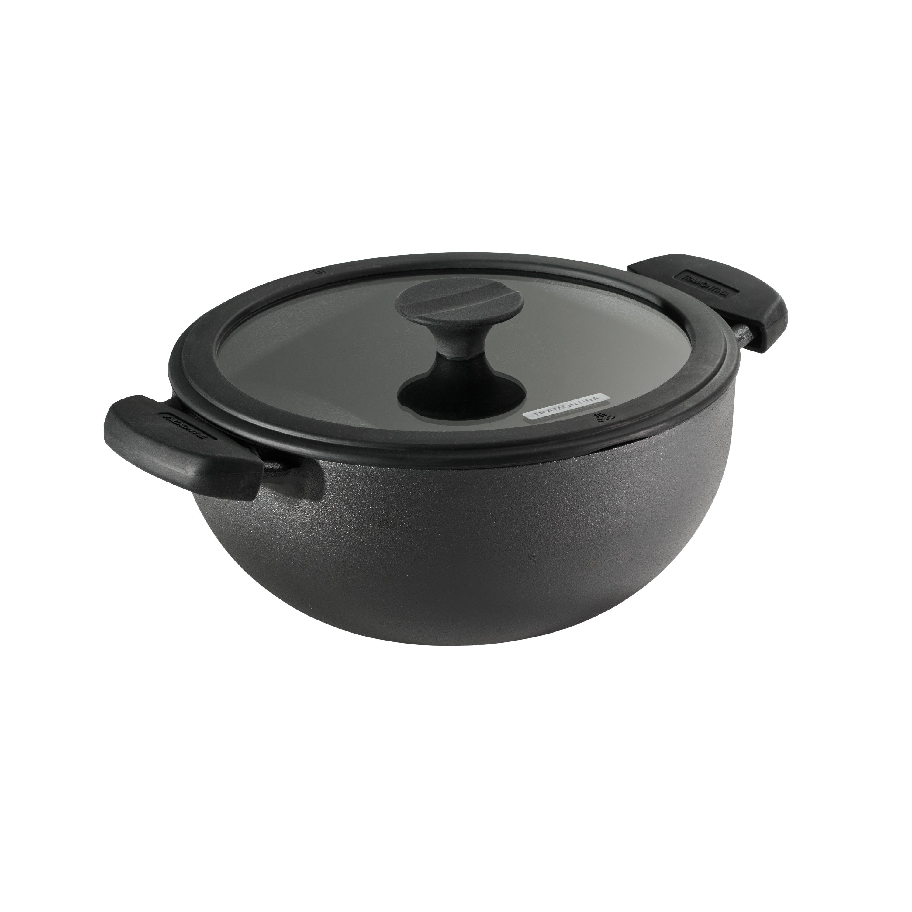 tramontina-utsava-pre-seasoned-cast-iron-kadai-with-lid-disamatic-cast-stone-gro image 1