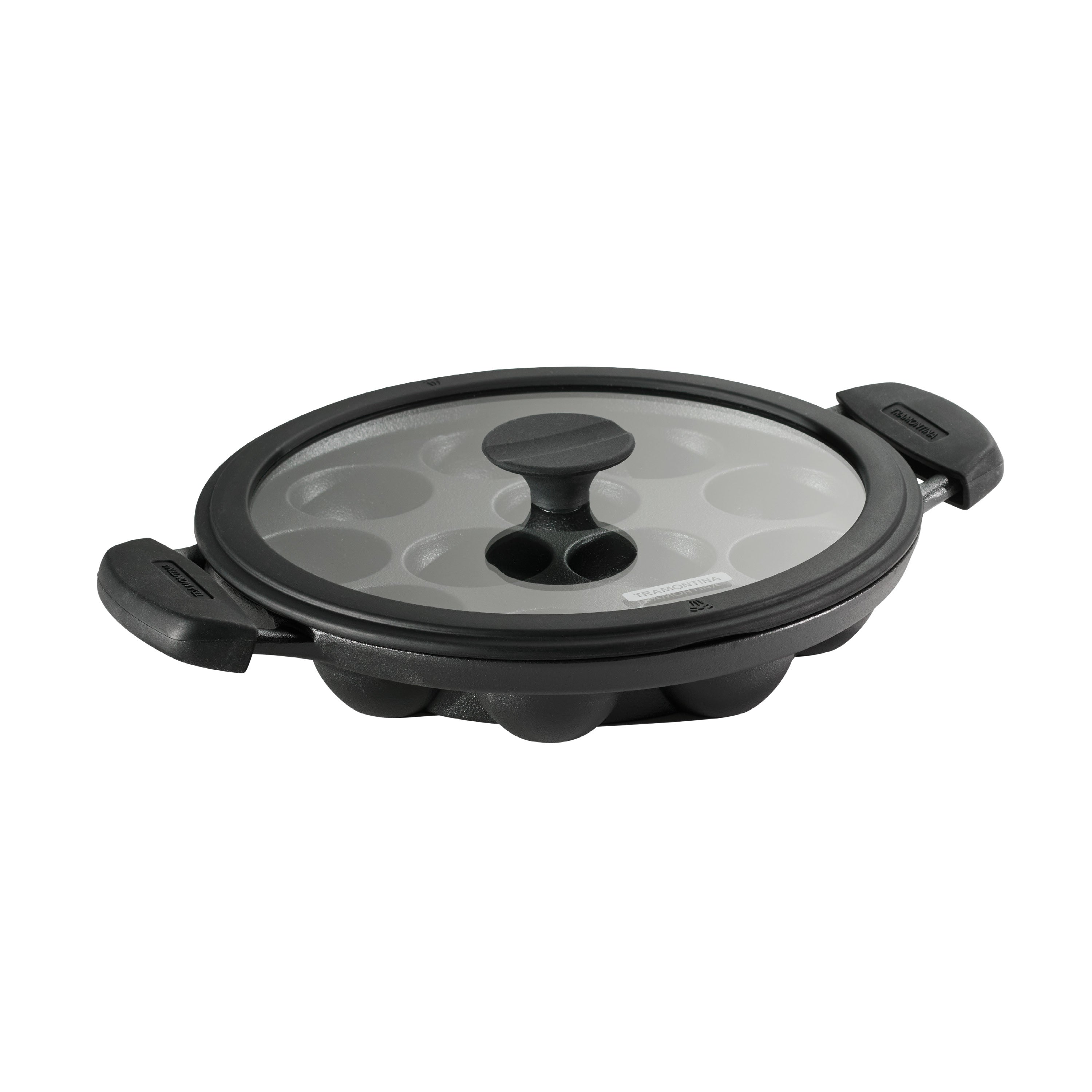 tramontina-utsava-pre-seasoned-cast-iron-paniyarrakal-pan-with-lid-disamatic-cas image 5