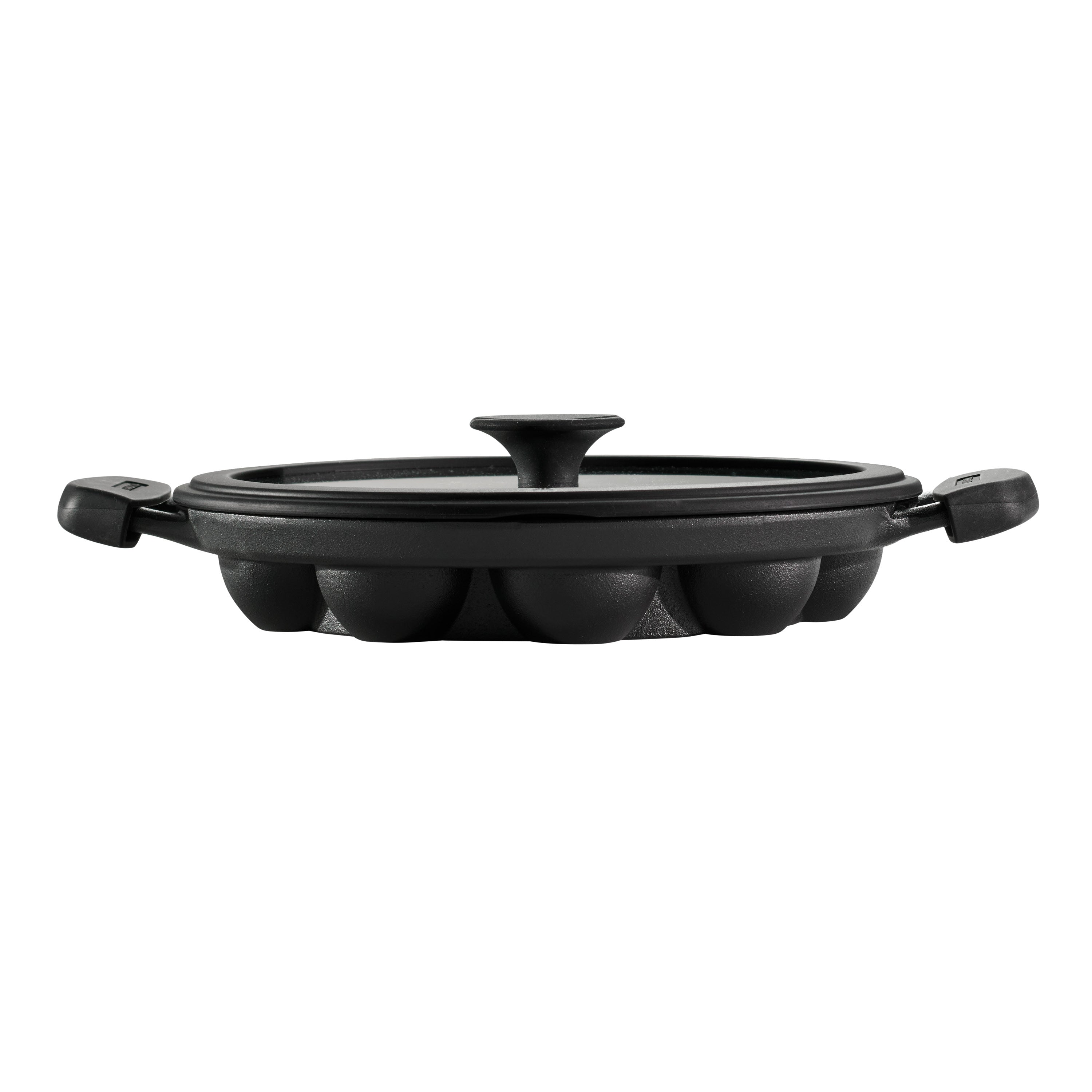 tramontina-utsava-pre-seasoned-cast-iron-paniyarrakal-pan-with-lid-disamatic-cas image 7