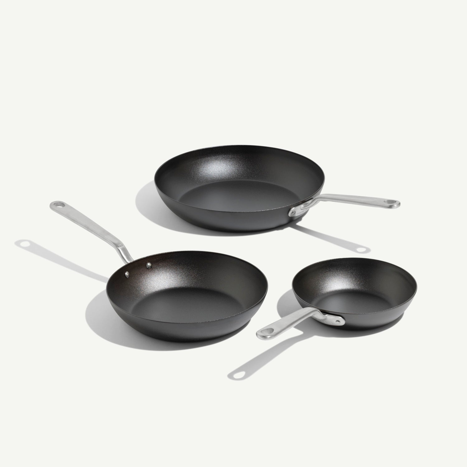 made-in-seasoned-carbon-steel-frying-pan-set-3-piece-pre-seasoned-skillet-set image 1