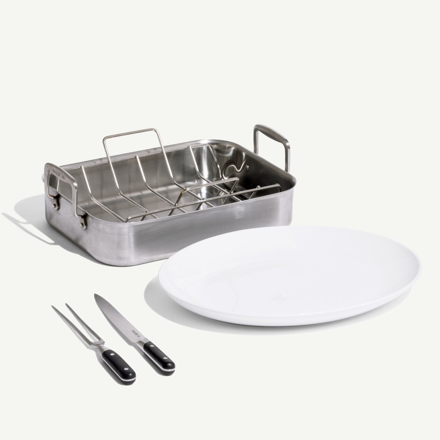 made-in-ultimate-holiday-set-large-stainless-clad-roasting-pan-with-rack-turkey- image 1