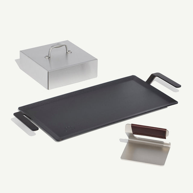 made-in-carbon-steel-griddle-set-with-grill-press-4mm-professional-grade-2-piece image 2